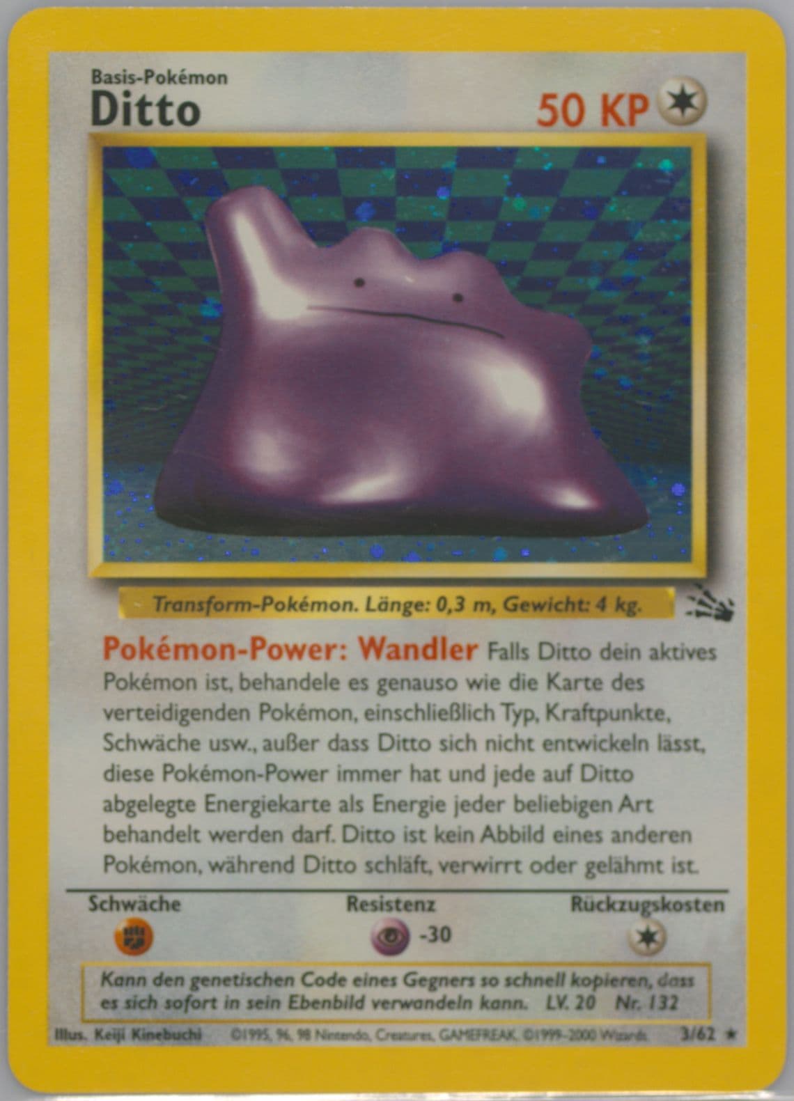 Ditto-Holo (3) 2000 Pokemon German Fossil