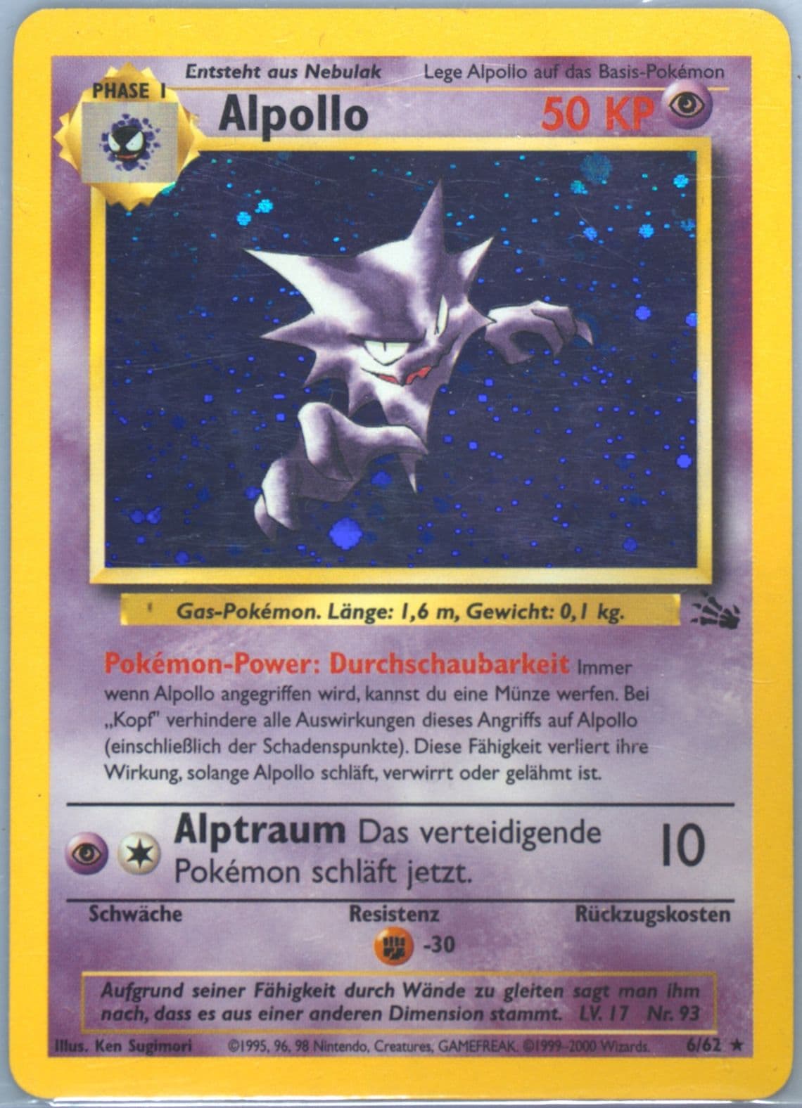 Alpollo-Holo (6) 2000 Pokemon German Fossil