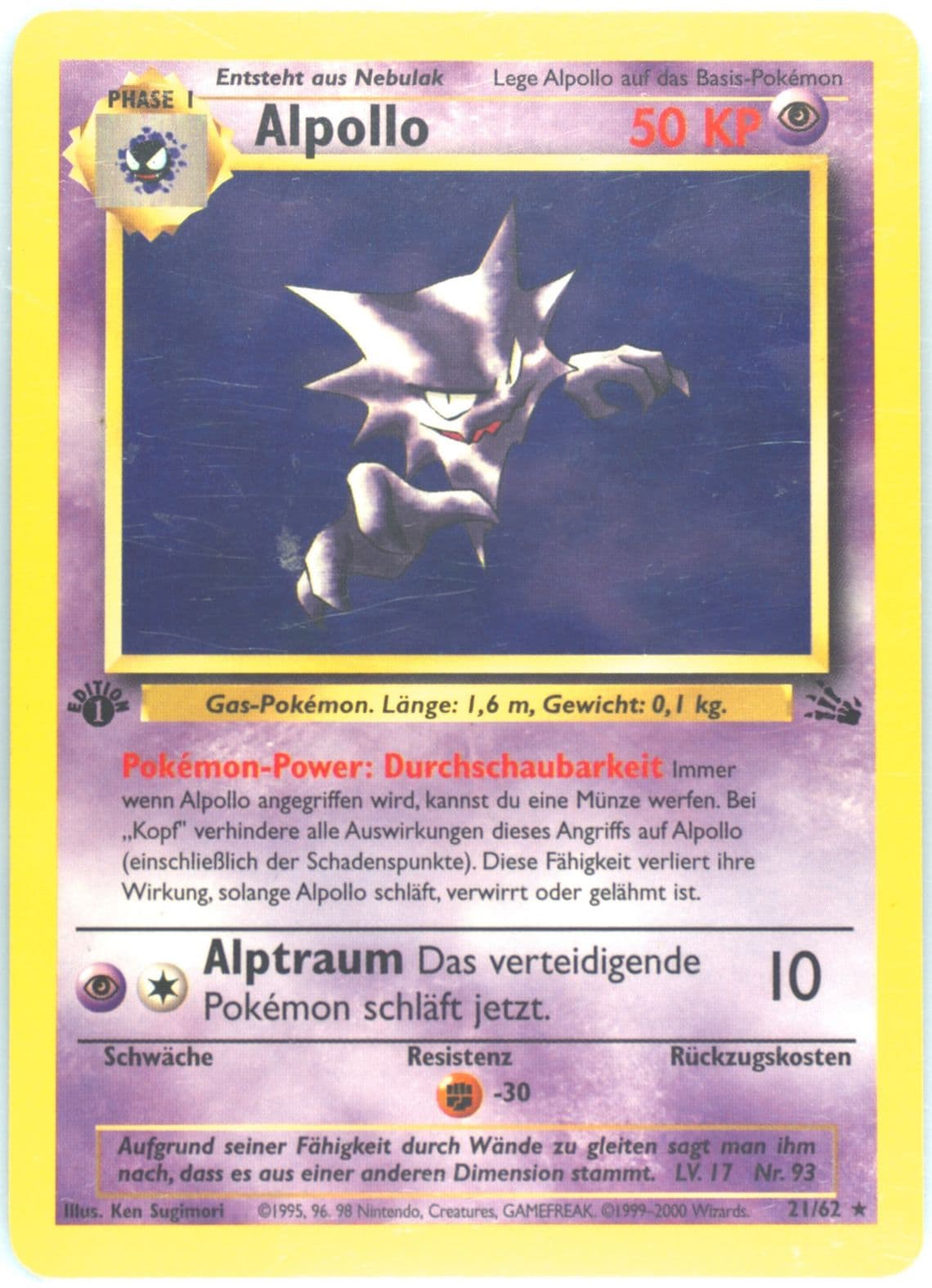 Alpollo (21) 2000 Pokemon German Fossil