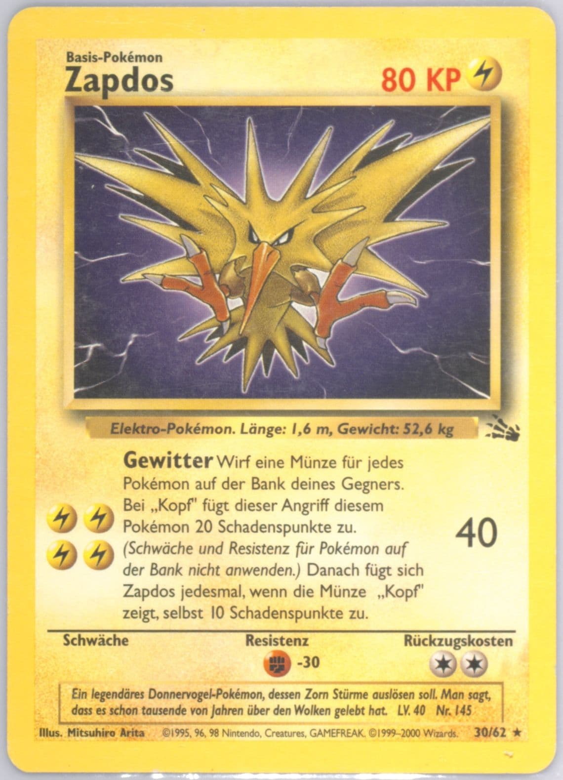 Zapdos (30) 2000 Pokemon German Fossil