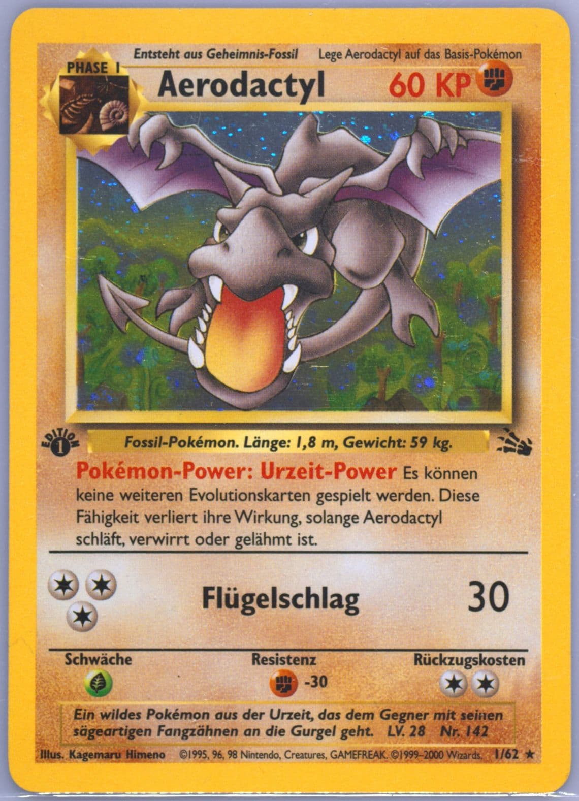 Aerodactyl-Holo 1st Edition (1) 2000 Pokemon German Fossil