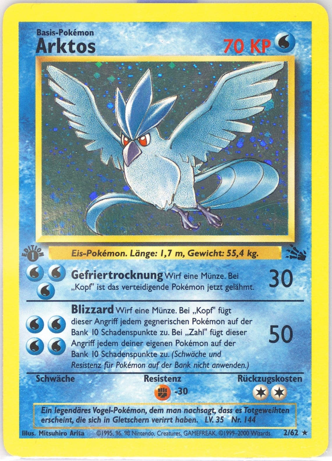 Arktos-Holo 1st Edition (2) 2000 Pokemon German Fossil