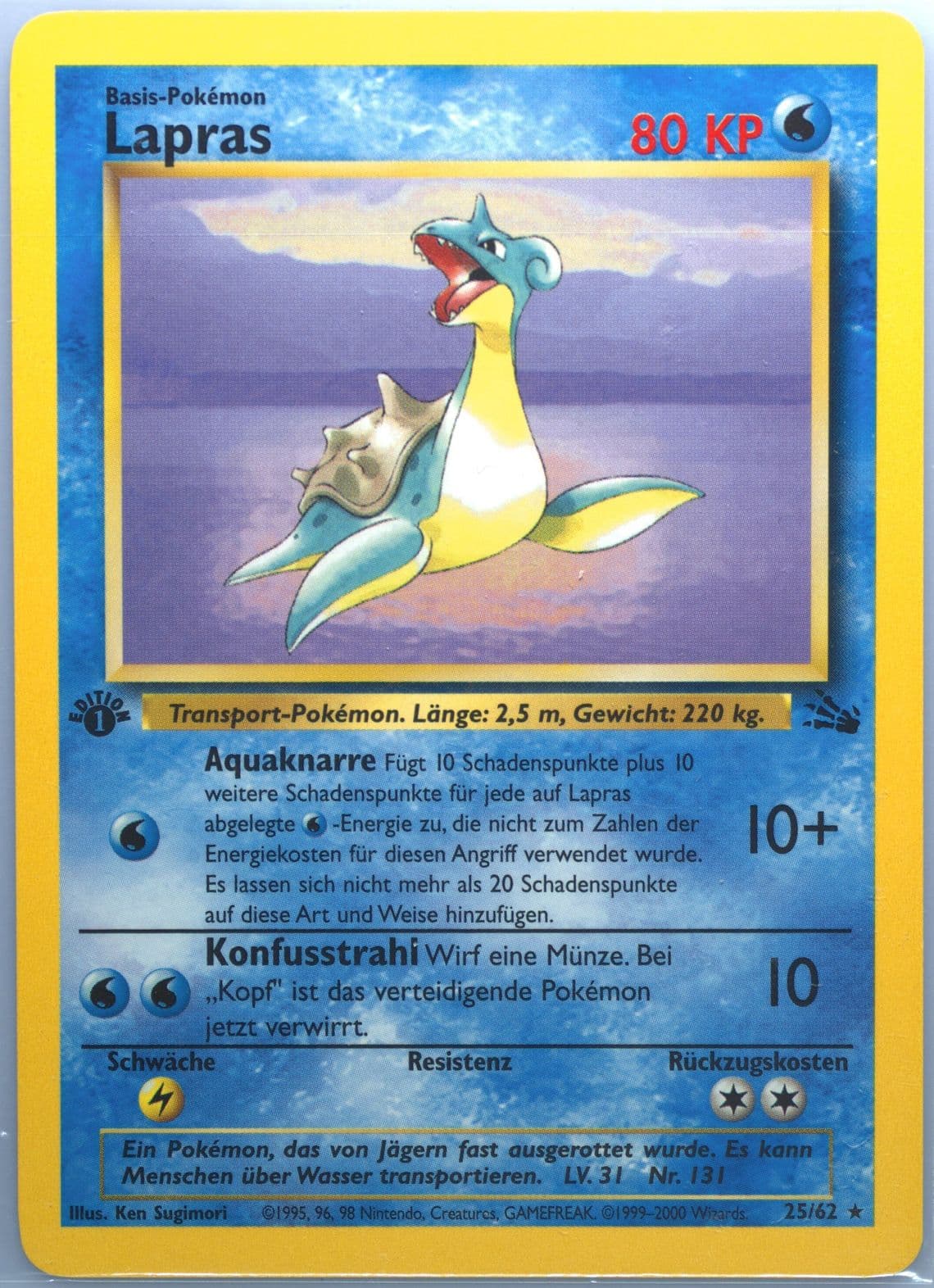 Lapras 1st Edition (25) 2000 Pokemon German Fossil