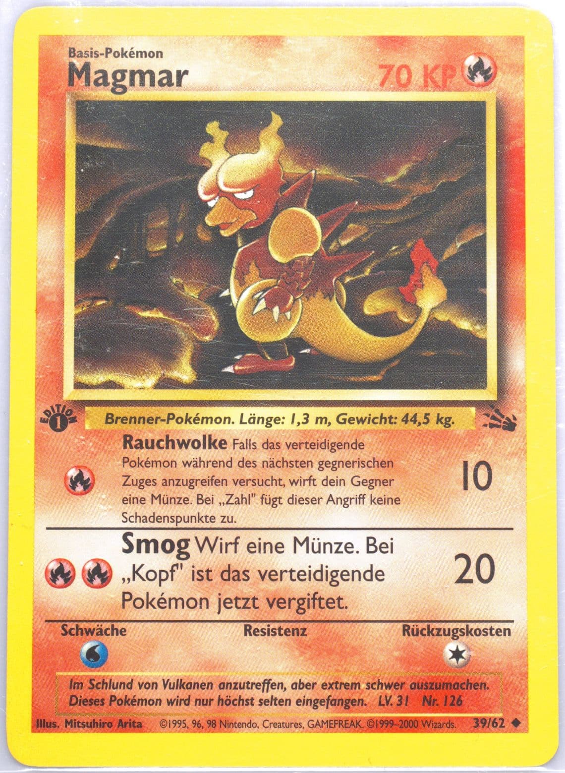 Magmar 1st Edition (39) 2000 Pokemon German Fossil