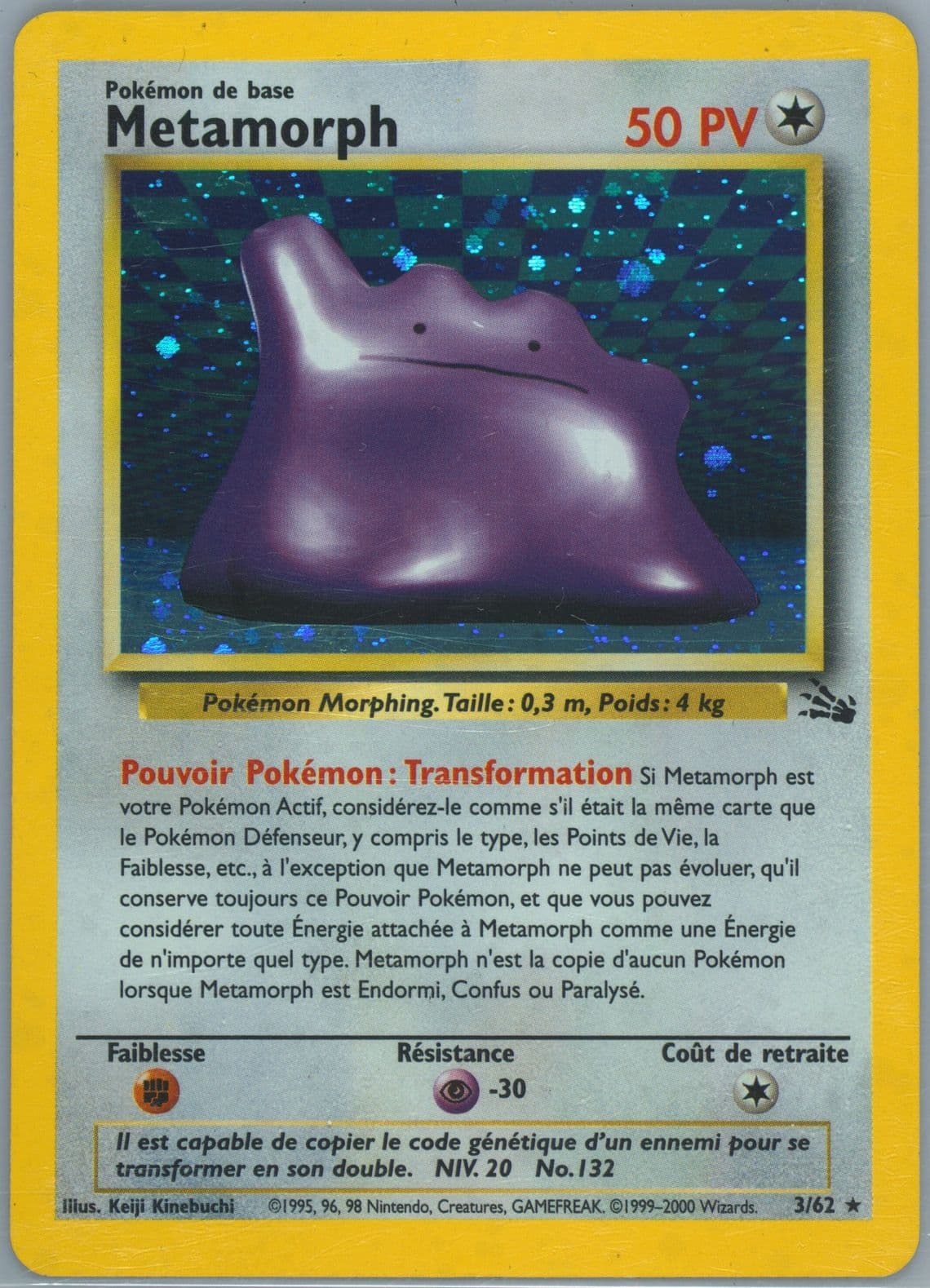 Metamorph-Holo (3) 2000 Pokemon French Fossil