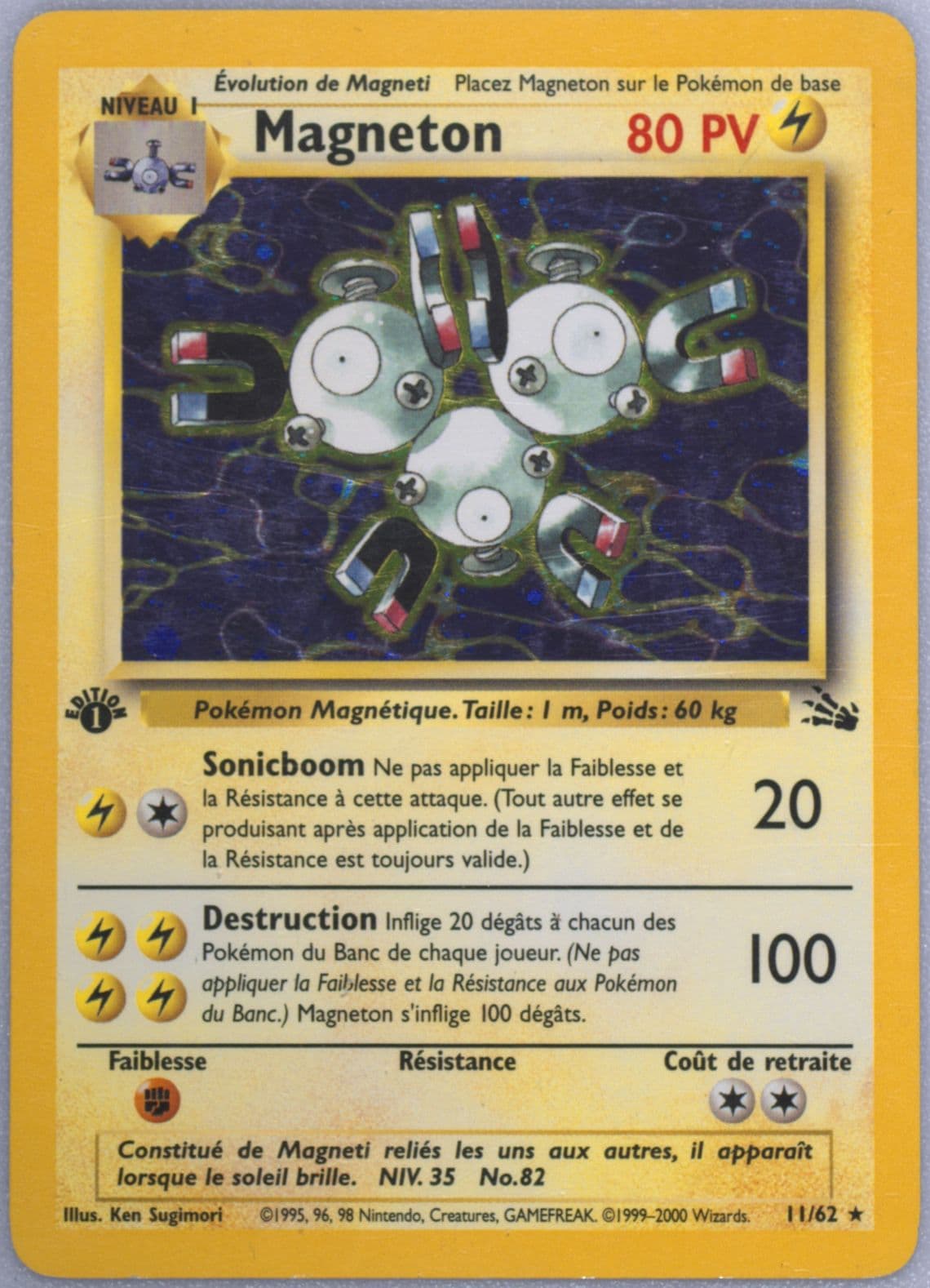 Magneton-Holo 1st Edition (11) 2000 Pokemon French Fossil