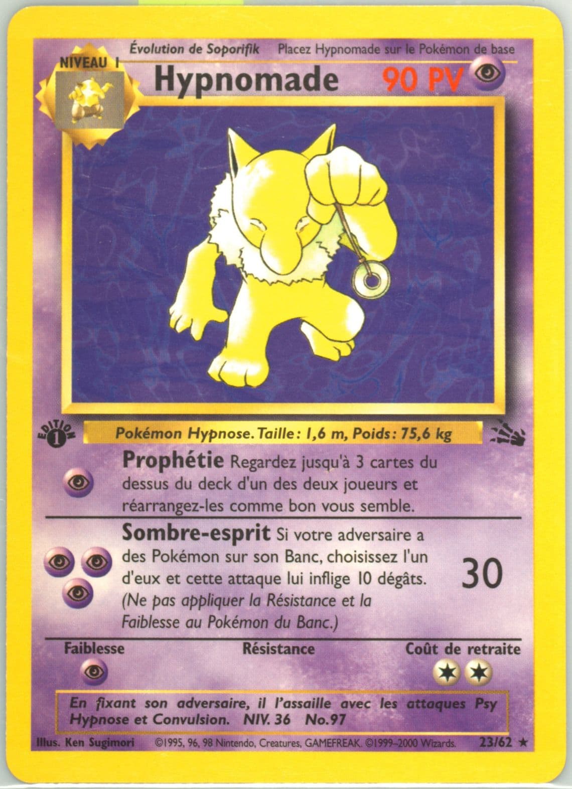 Hypnomade 1st Edition (23) 2000 Pokemon French Fossil