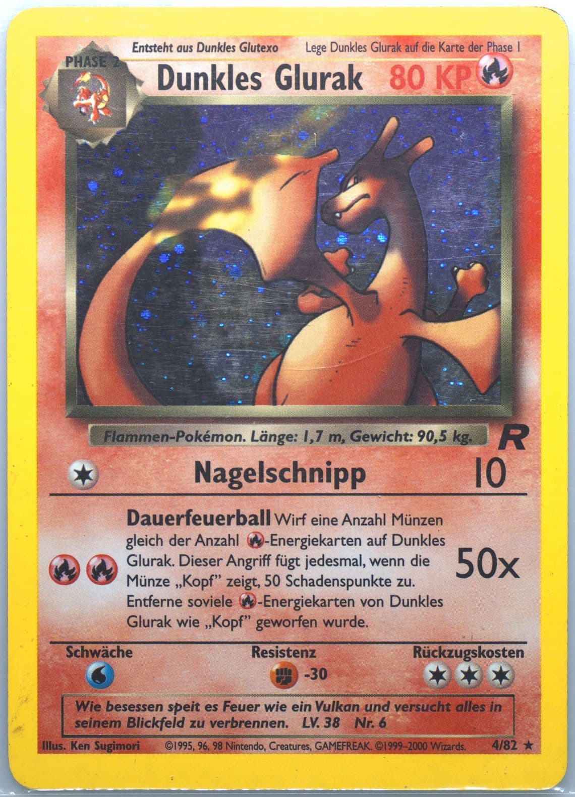 Dunkles Glurak-Holo German (4) 2000 Pokemon Rocket