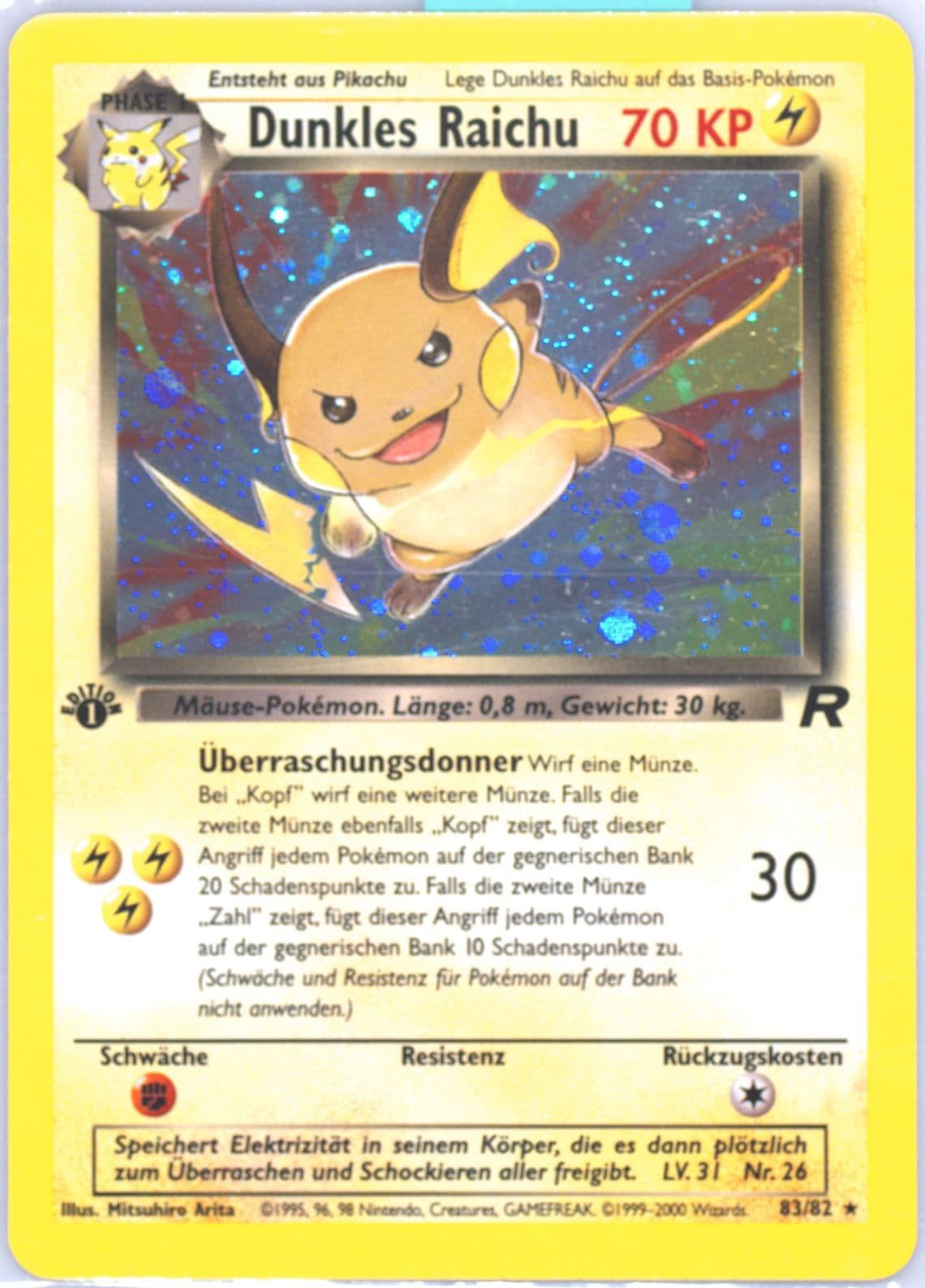 Dunkles Raichu-Holo German-1st Edition (83) 2000 Pokemon Rocket