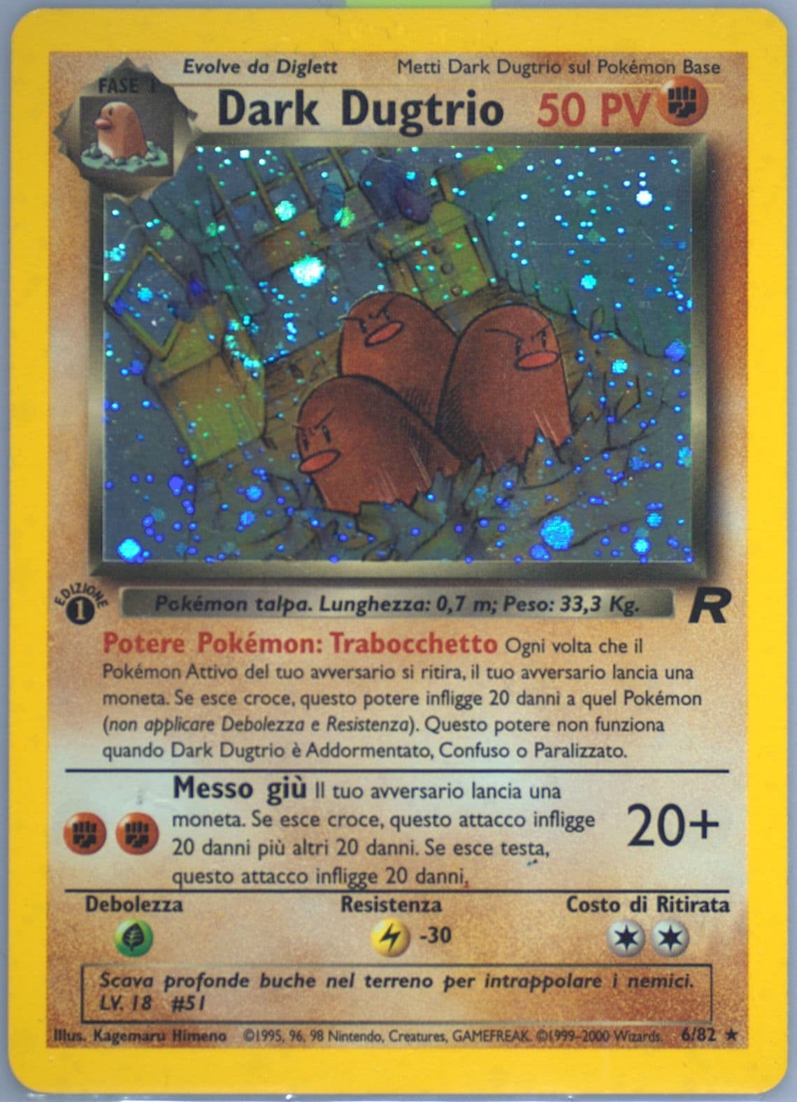 Dark Dugtrio-Holo 1st Edition (6) 2001 Pokemon Italian Rocket
