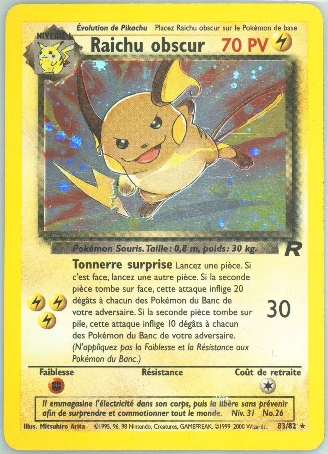 Raichu Obscur-Holo (83) 2001 Pokemon French Rocket