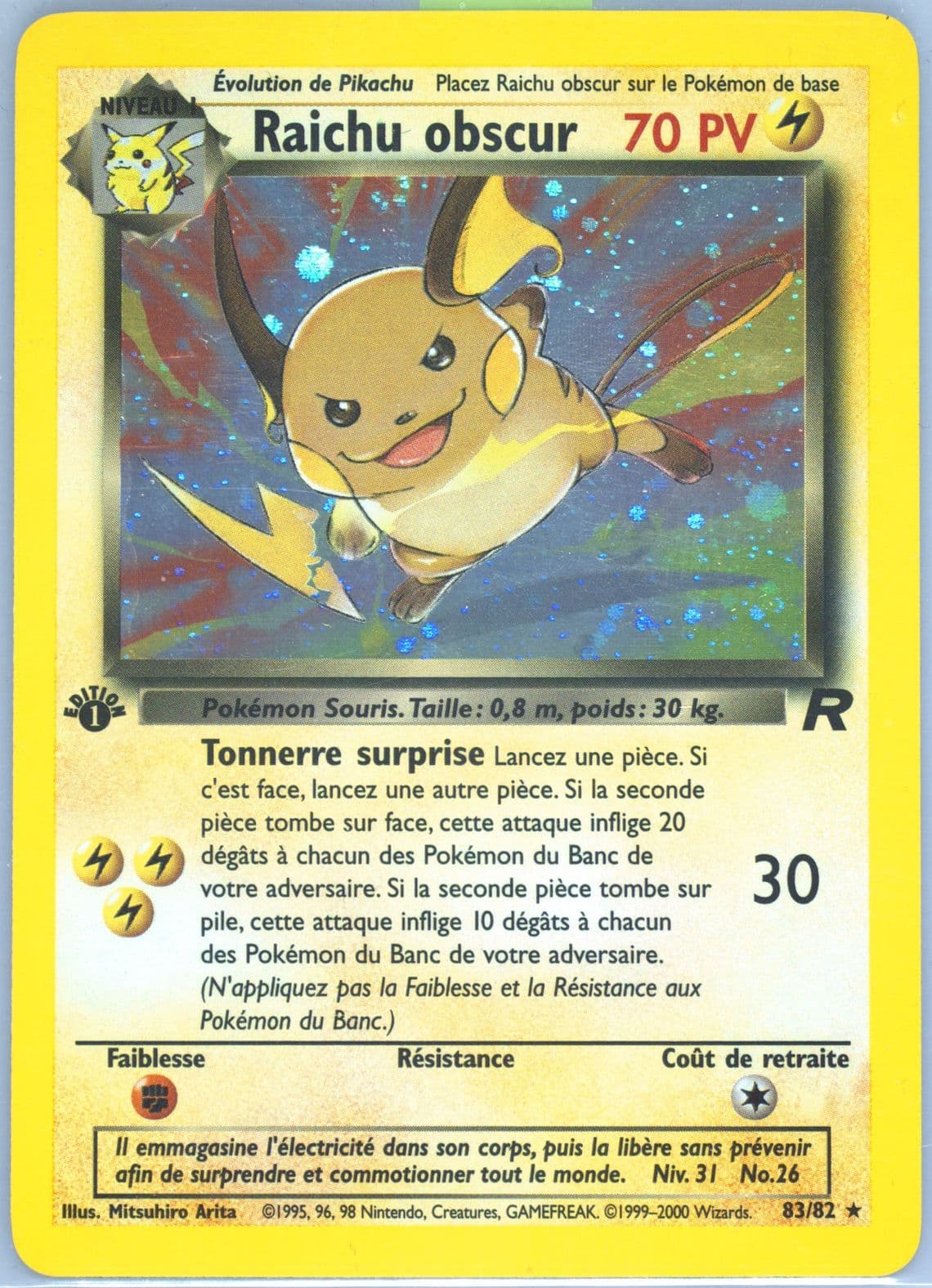 Raichu Obscur-Holo 1st Edition (83) 2001 Pokemon French Rocket