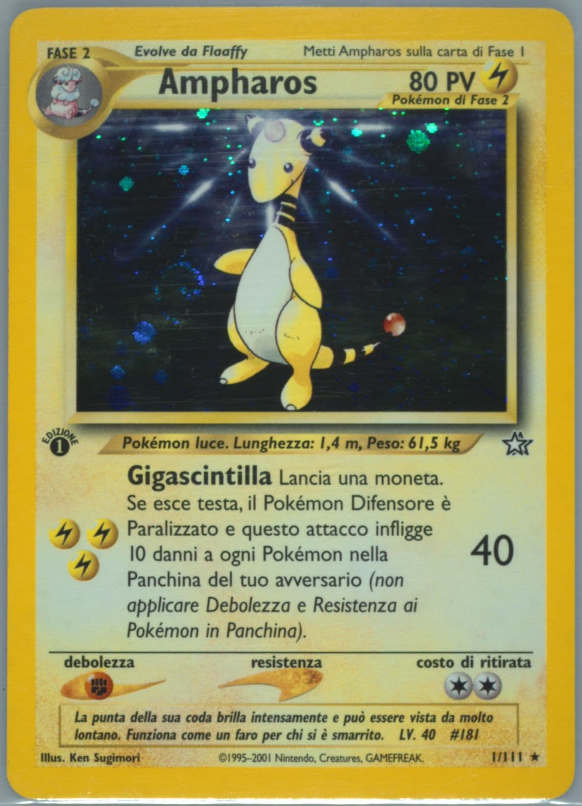 Ampharos-Holo 1st Edition (1) 2001 Pokemon Italian Neo Genesis