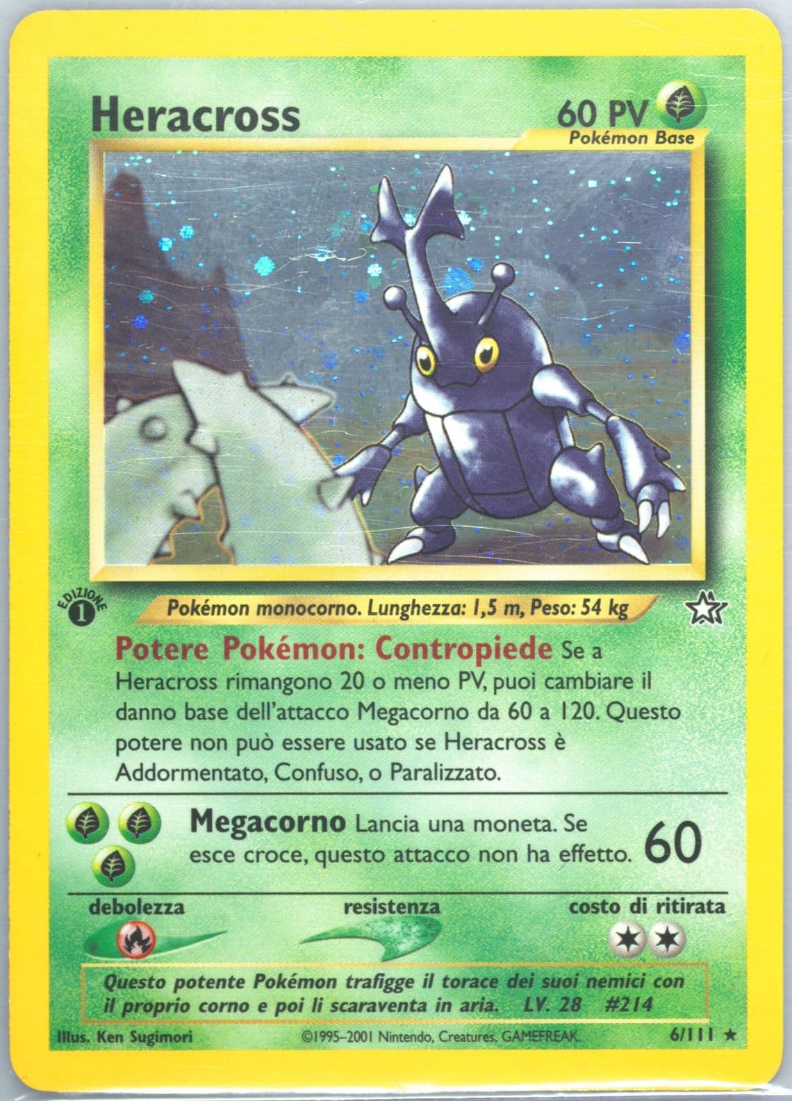 Heracross-Holo 1st Edition (6) 2001 Pokemon Italian Neo Genesis