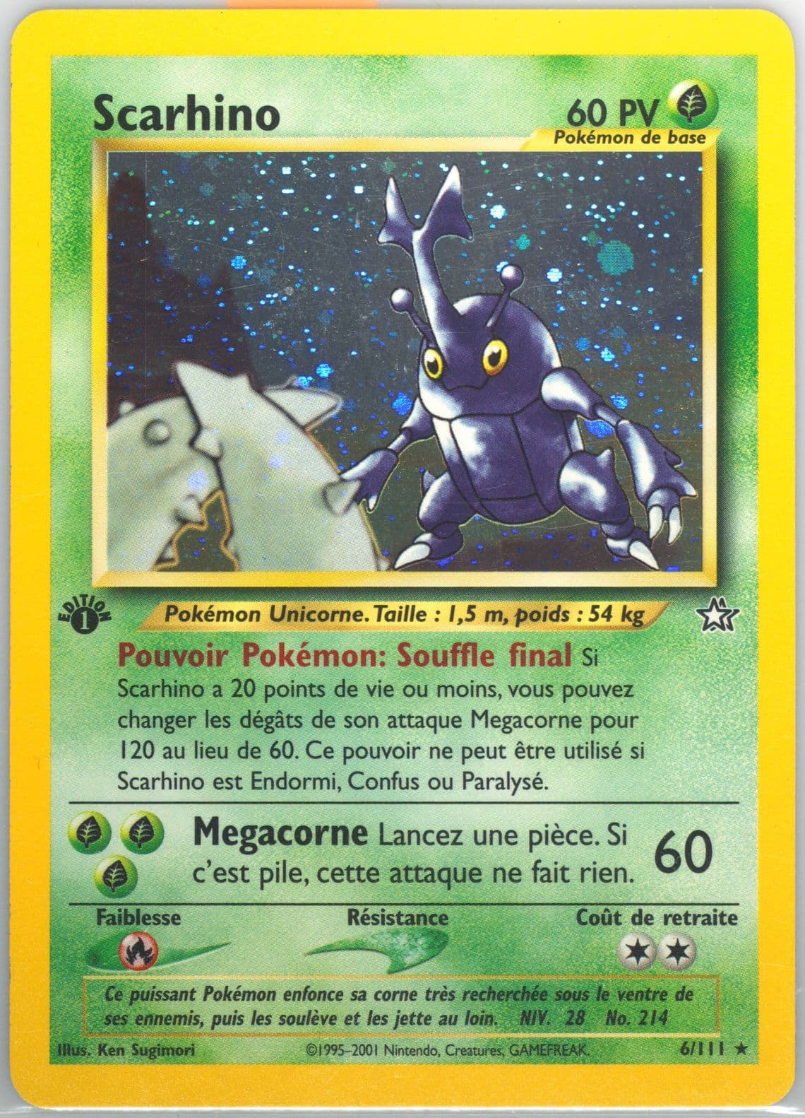 Scarhino-Holo 1st Edition (6) 2001 Pokemon French Neo Genesis