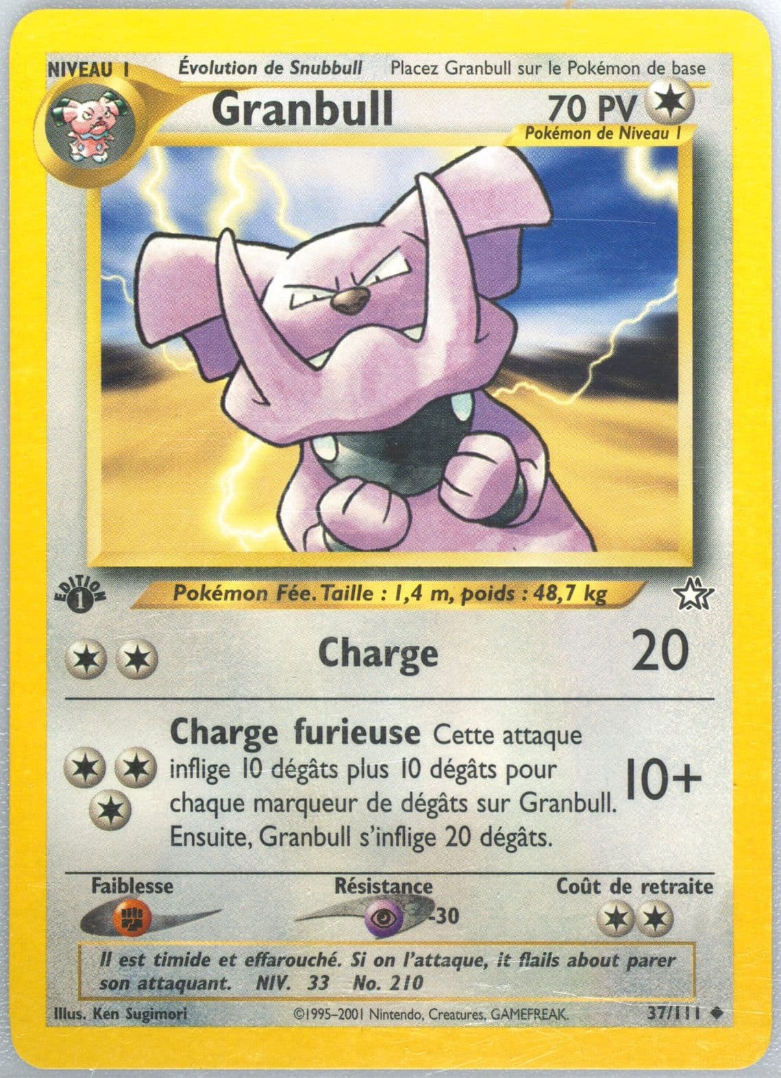 Granbull 1st Edition (37) 2001 Pokemon French Neo Genesis