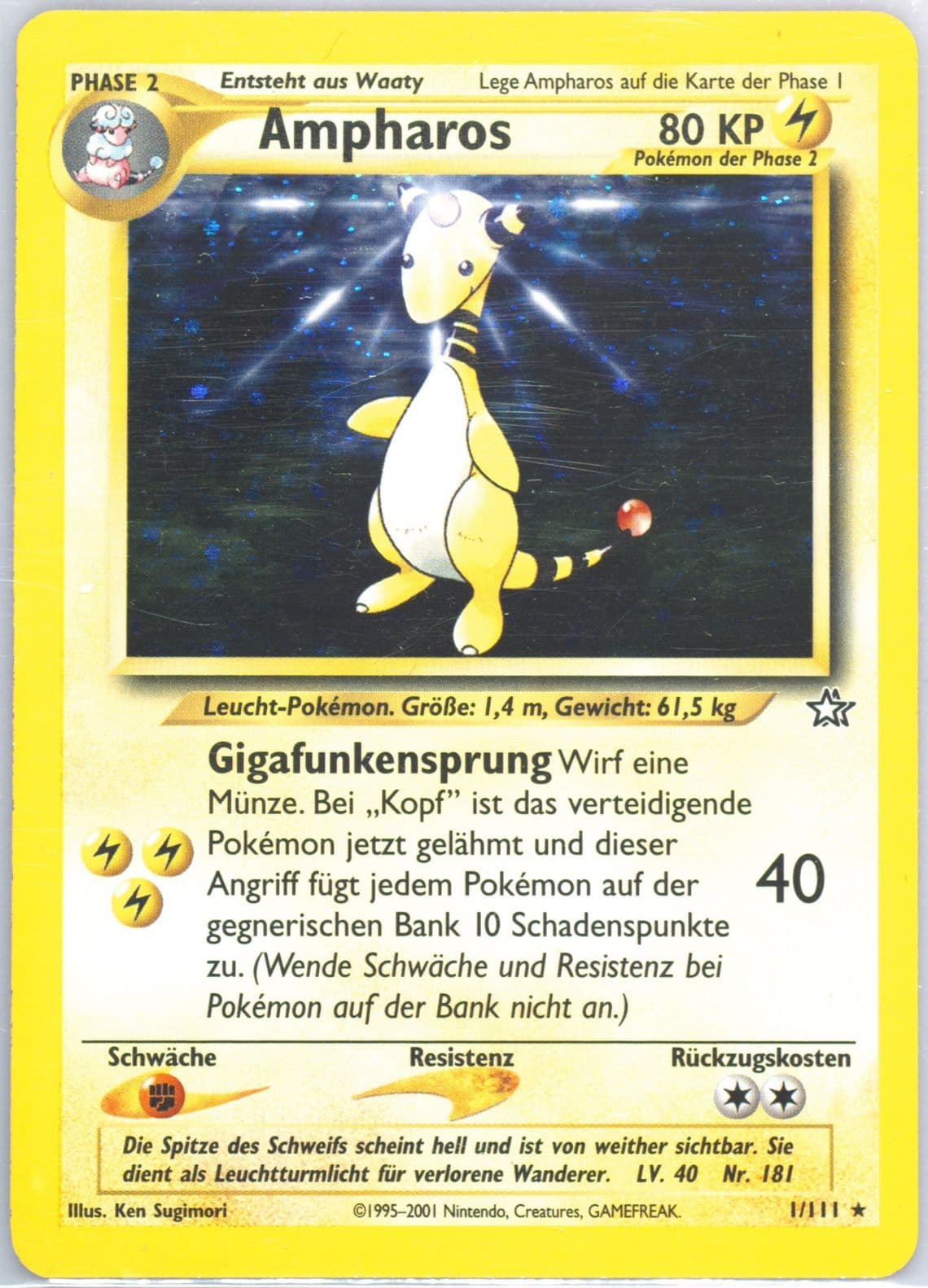 Ampharos-Holo (1) 2001 Pokemon German Neo Genesis