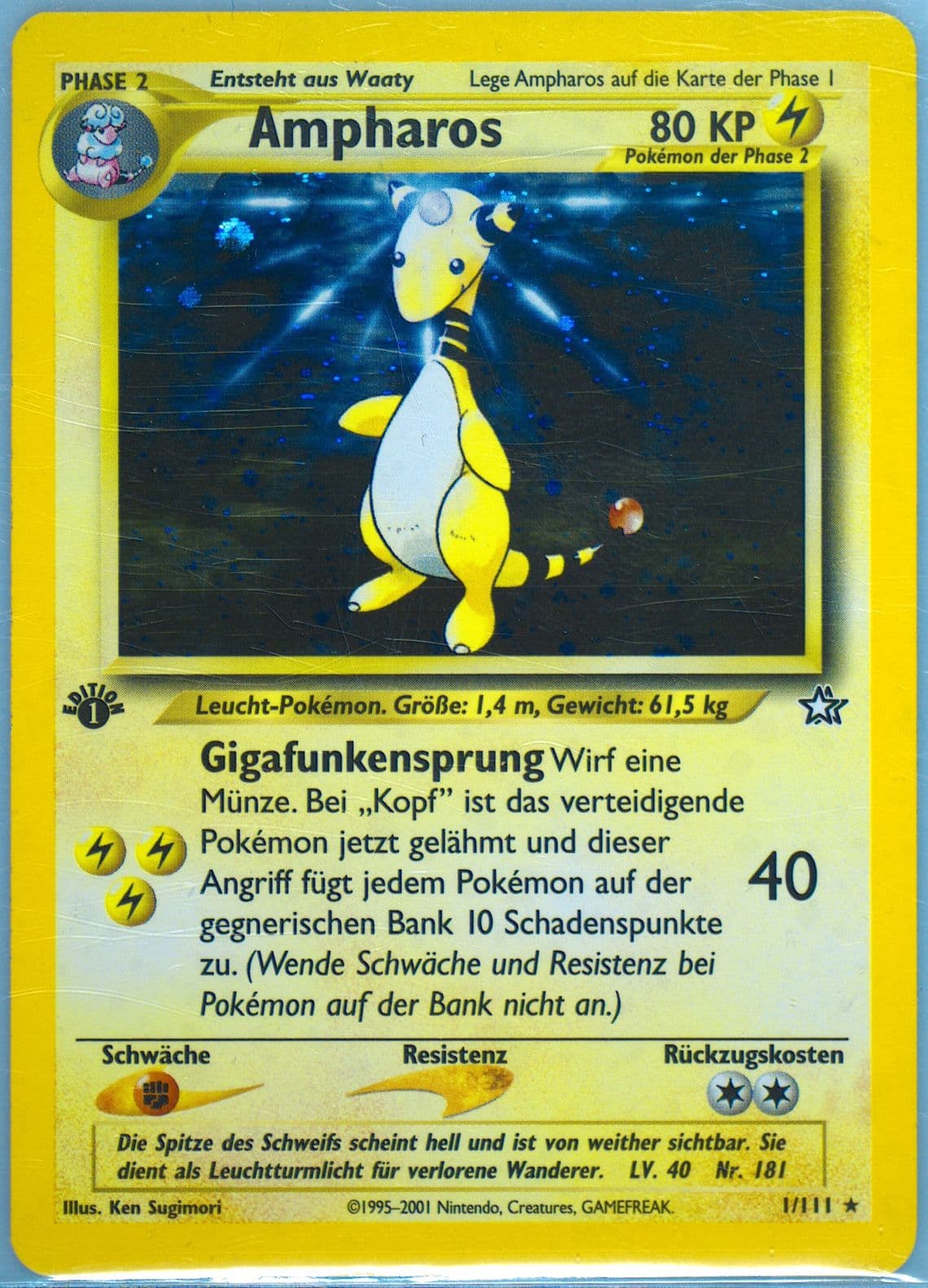 Ampharos-Holo 1st Edition (1) 2001 Pokemon German Neo Genesis