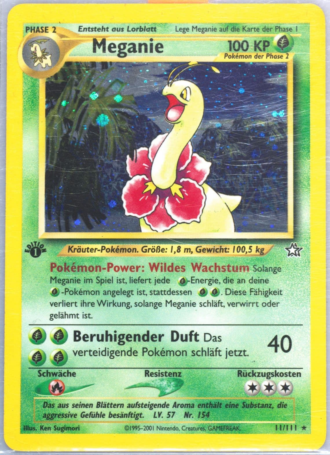Meganie-Holo 1st Edition (11) 2001 Pokemon German Neo Genesis