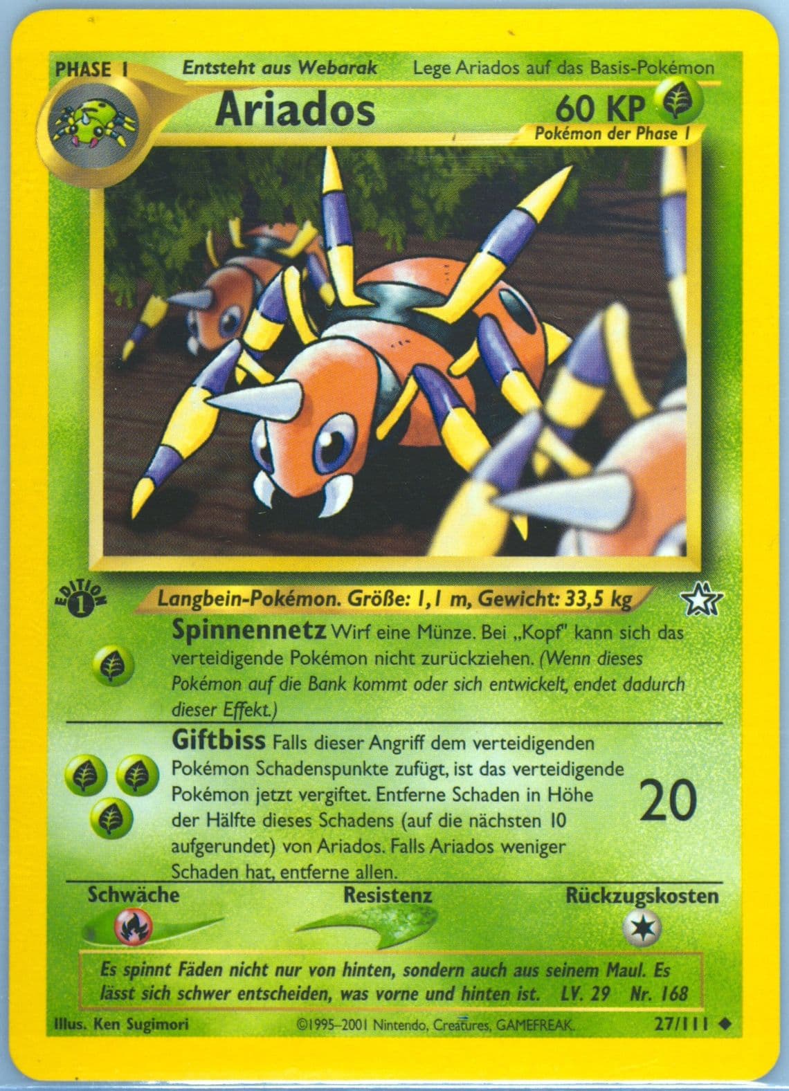 Ariados 1st Edition (27) 2001 Pokemon German Neo Genesis