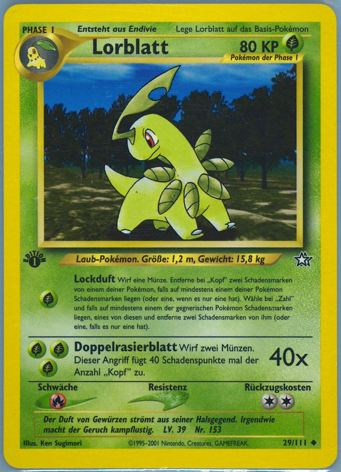 Lorblatt 1st Edition (29) 2001 Pokemon German Neo Genesis