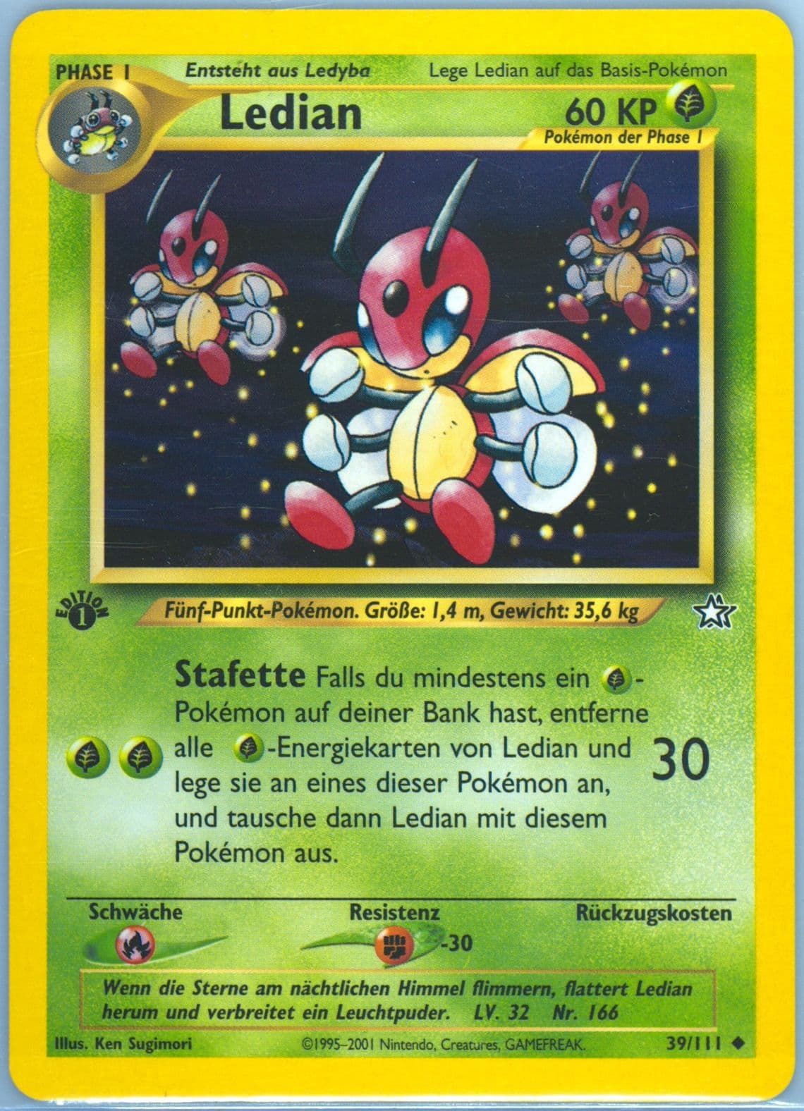 Ledian 1st Edition (39) 2001 Pokemon German Neo Genesis