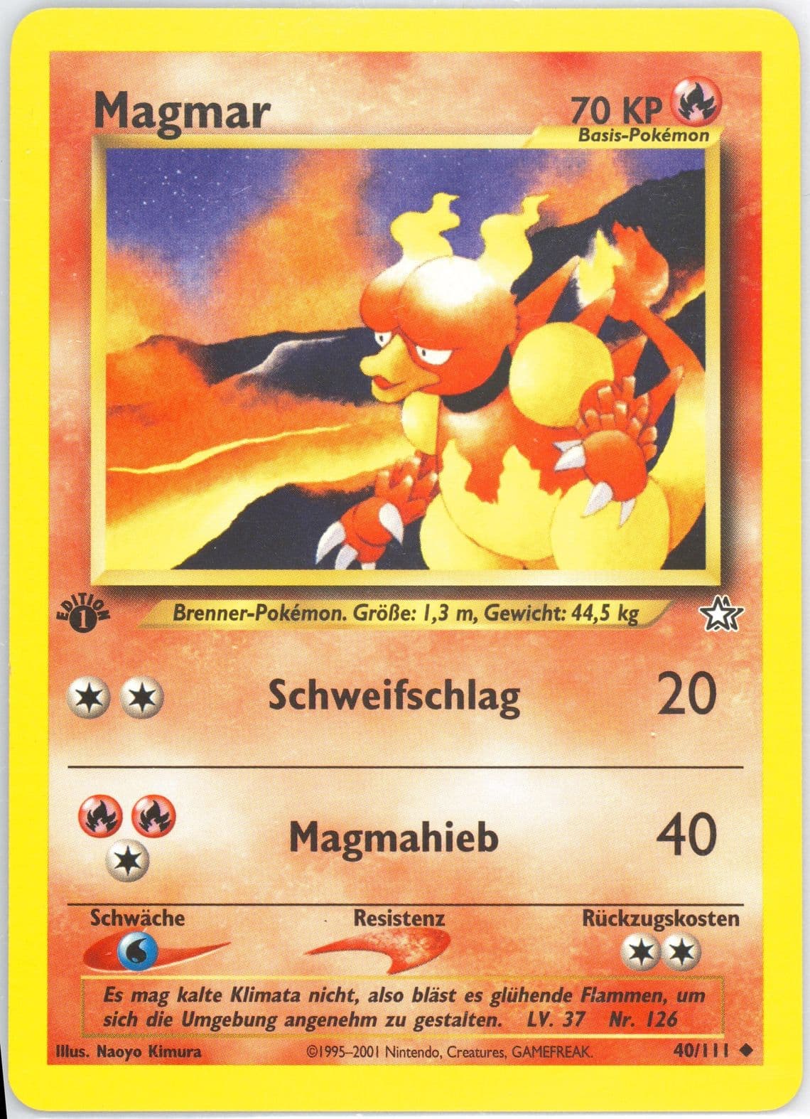 Magmar 1st Edition (40) 2001 Pokemon German Neo Genesis