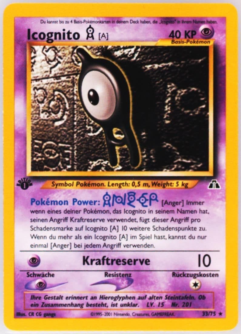 Icognito A German-1st Edition (33) 2001 Pokemon Neo Discovery