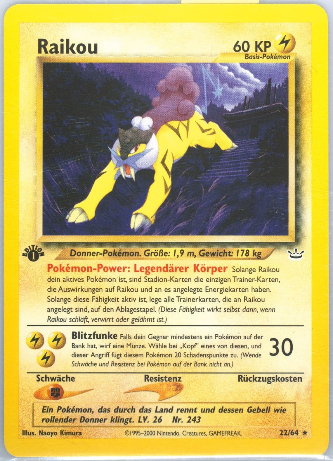 Raikou 1st Edition (22) 2002 Pokemon German Neo Revelation