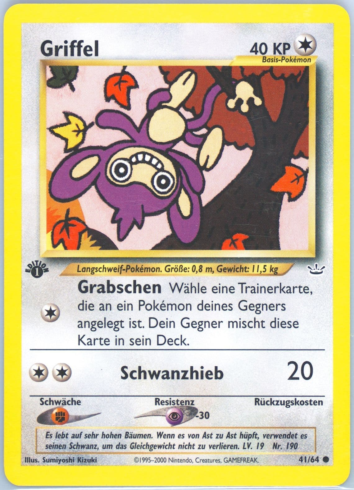 Griffel 1st Edition (41) 2002 Pokemon German Neo Revelation