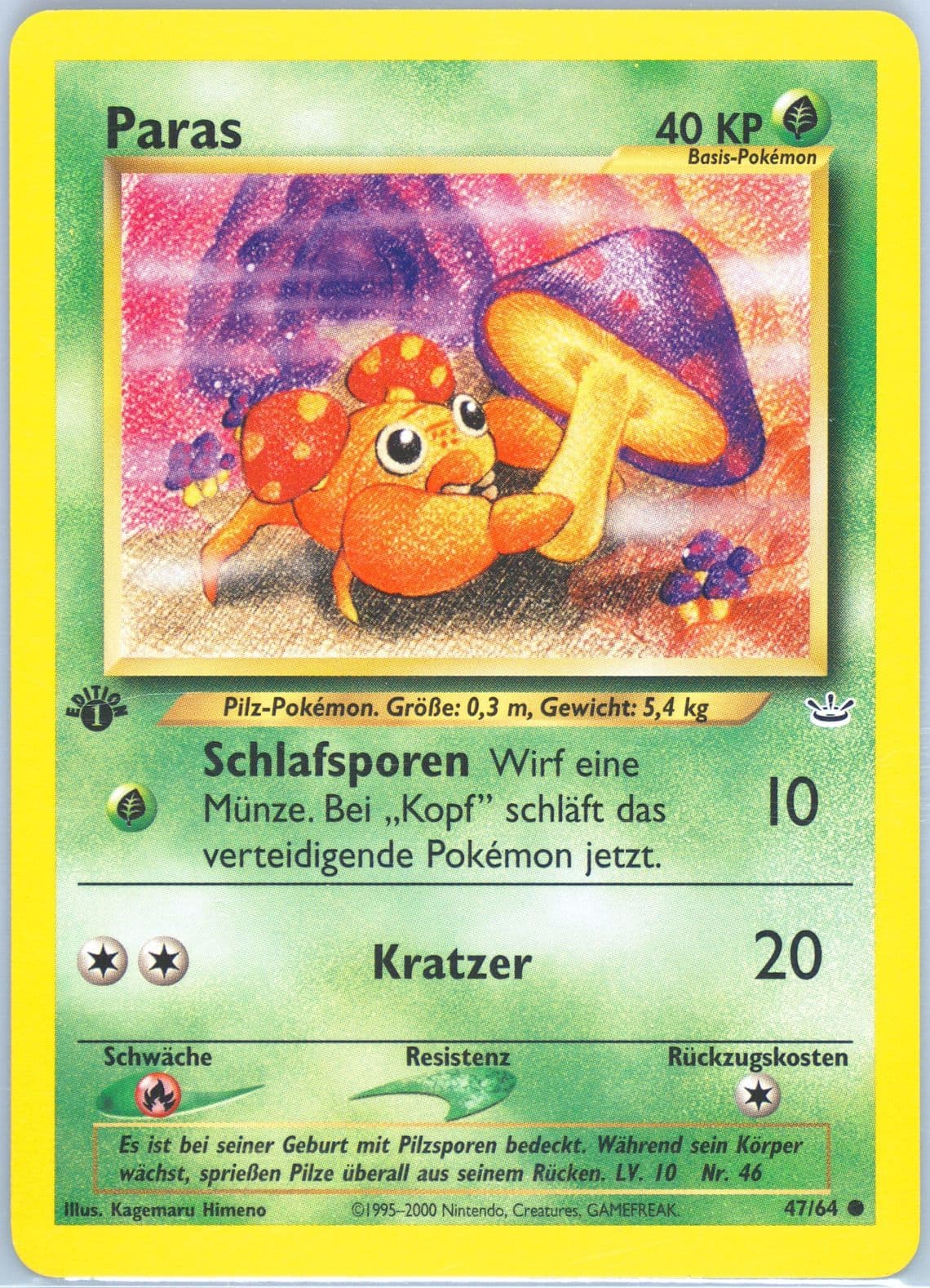 Paras 1st Edition (47) 2002 Pokemon German Neo Revelation