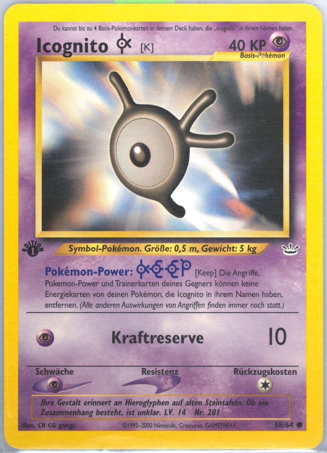 Icognito K 1st Edition (58) 2002 Pokemon German Neo Revelation