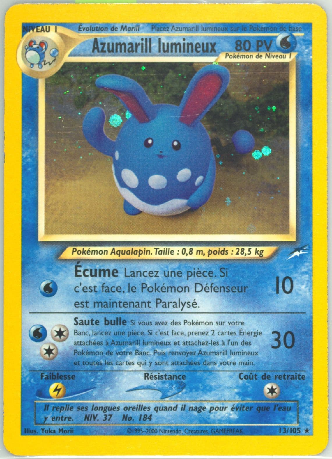 Azumarill Lumineux-Holo French (13) 2002 Pokemon Neo Destiny