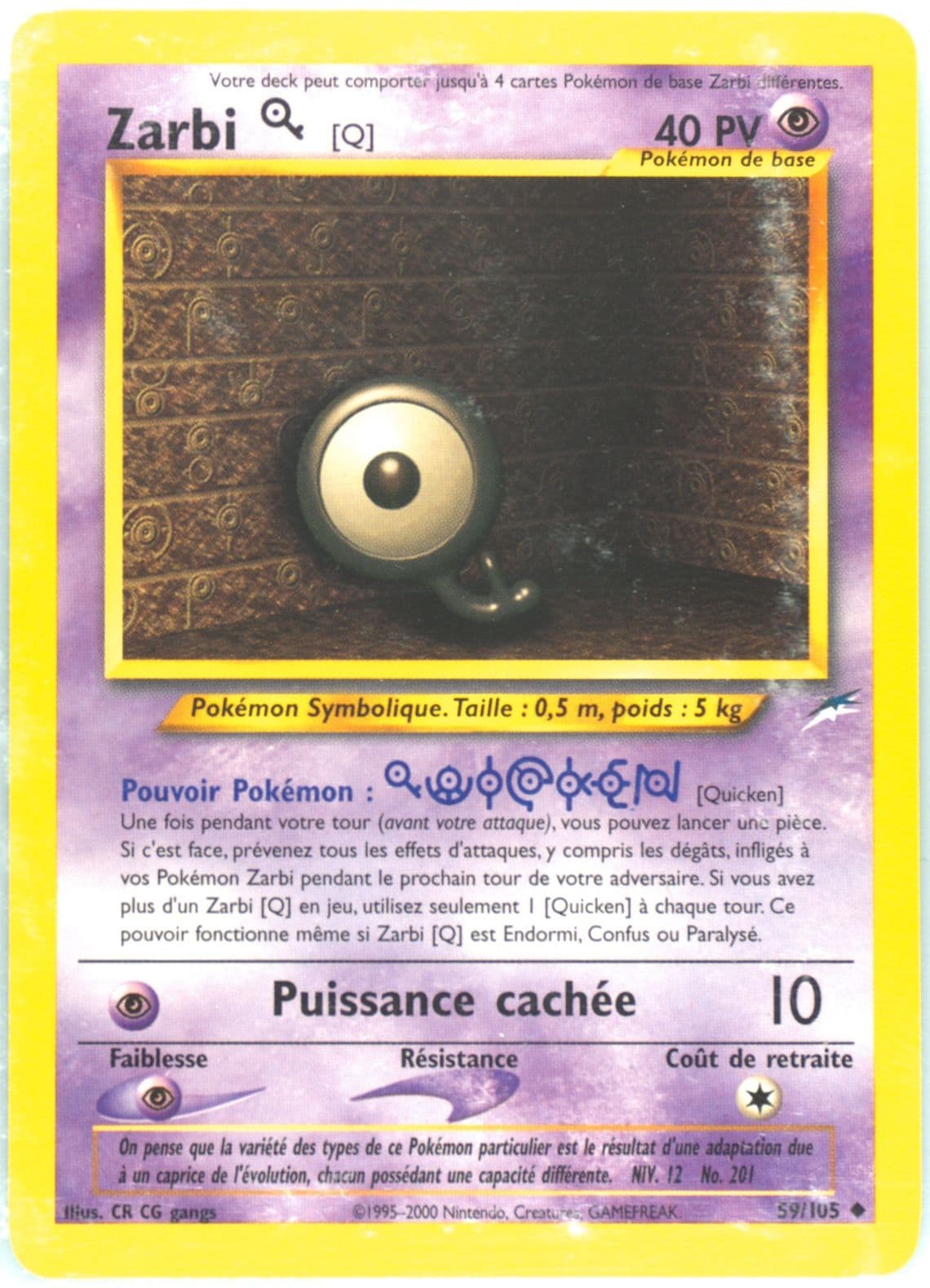 Zarbi Q French (59) 2002 Pokemon Neo Destiny