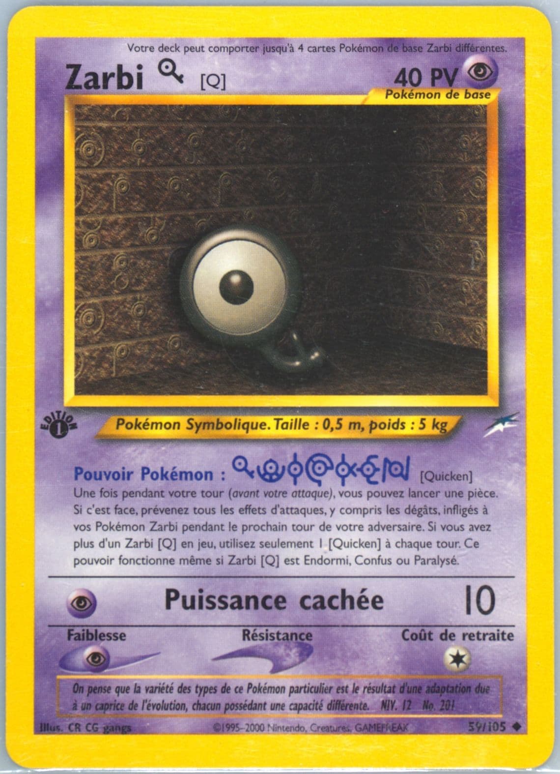 Zarbi Q French-1st Edition (59) 2002 Pokemon Neo Destiny