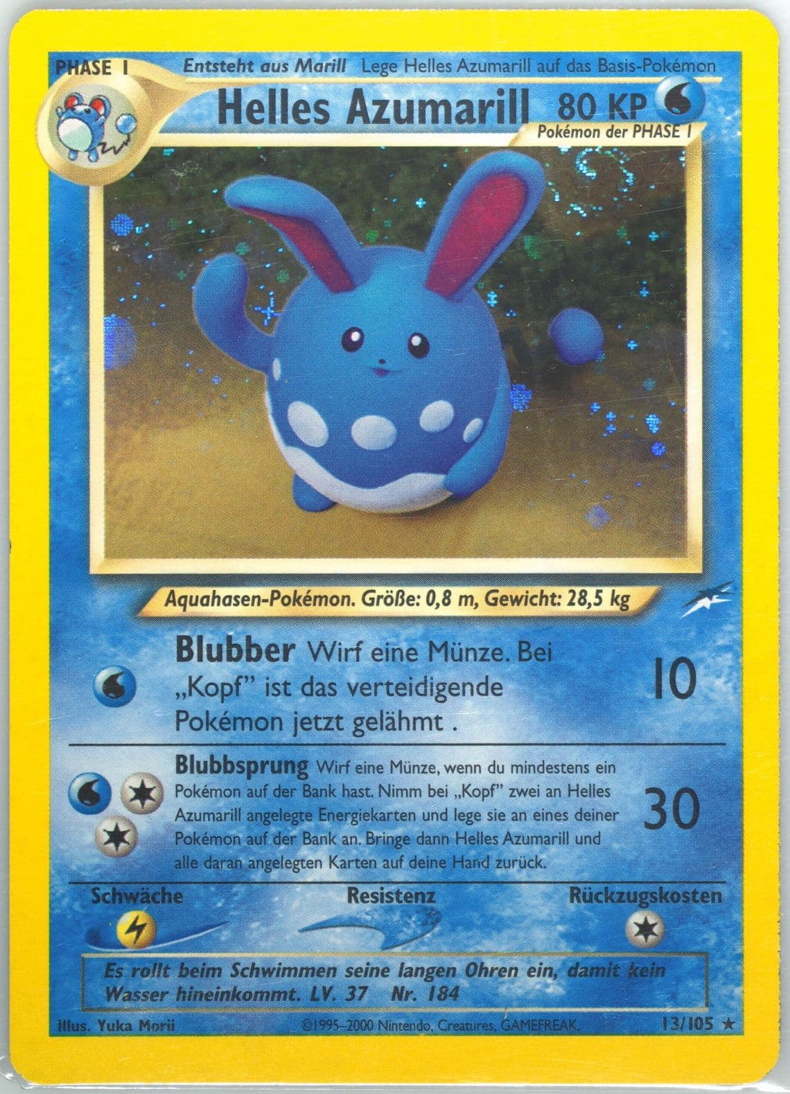Helles Azumarill-Holo German (13) 2002 Pokemon Neo Destiny