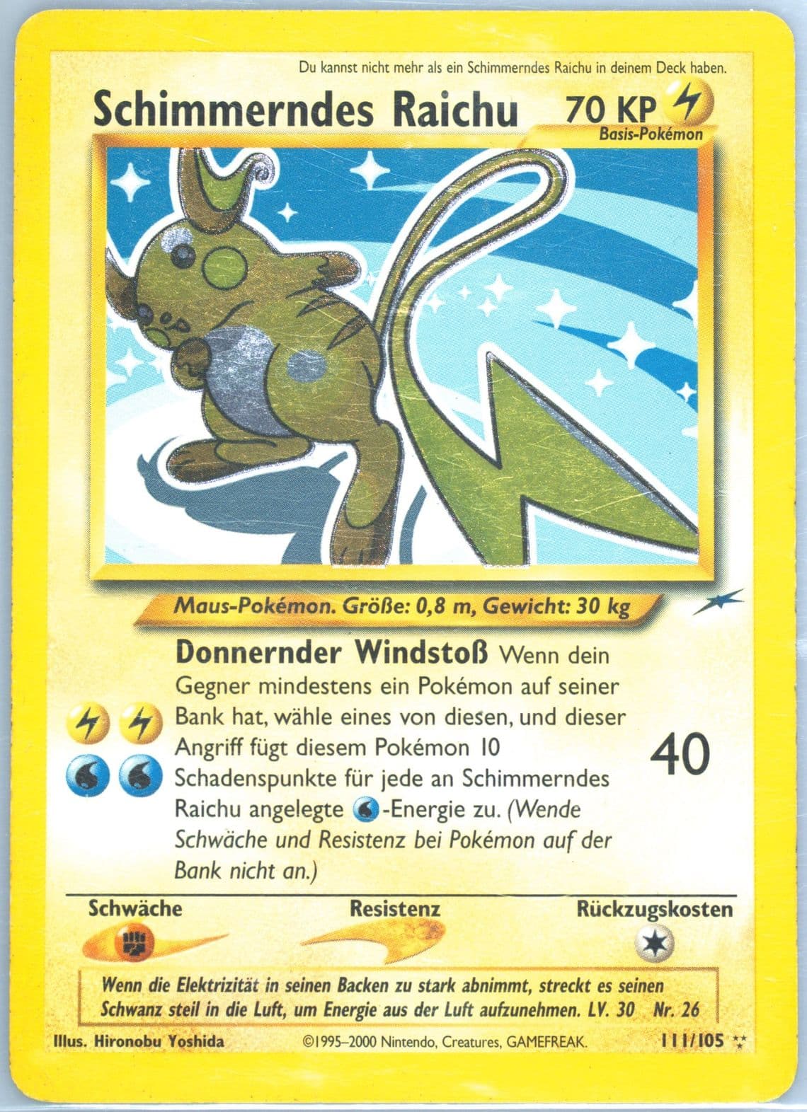 Schimmerndes Raichu German (111) 2002 Pokemon Neo Destiny