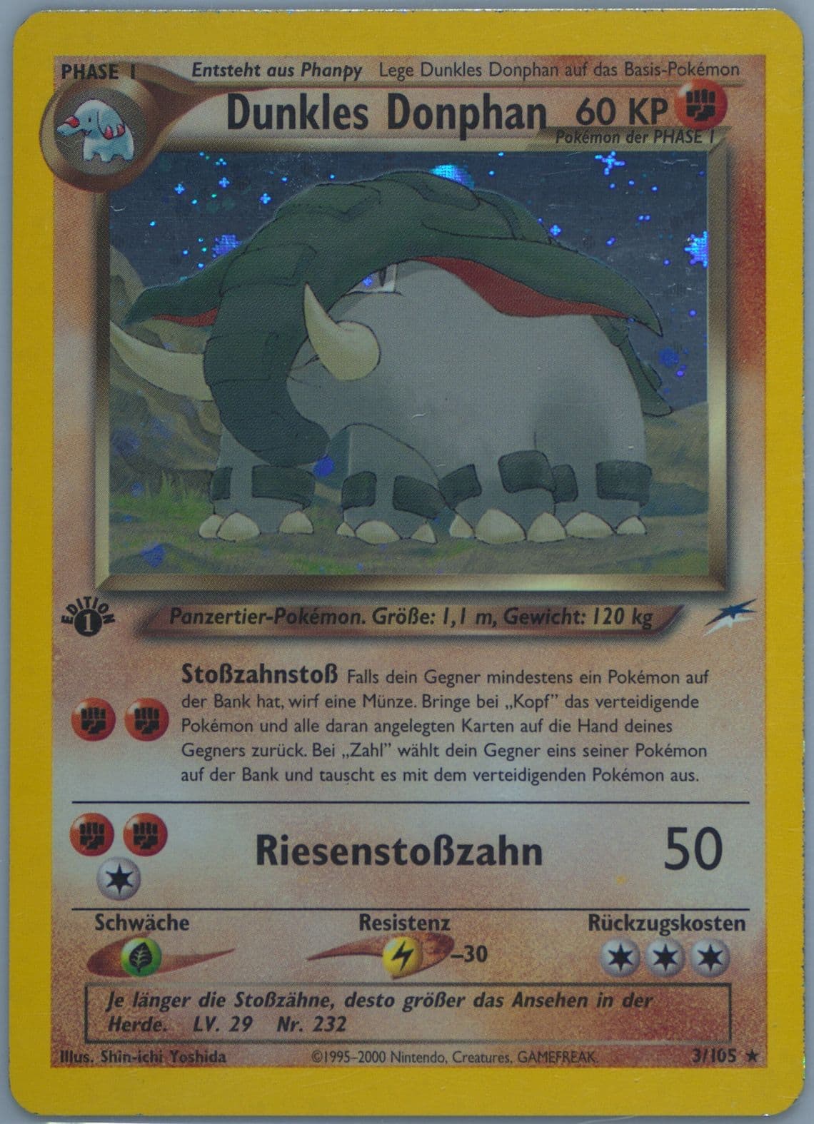Dunkles Donphan-Holo German-1st Edition (3) 2002 Pokemon Neo Destiny