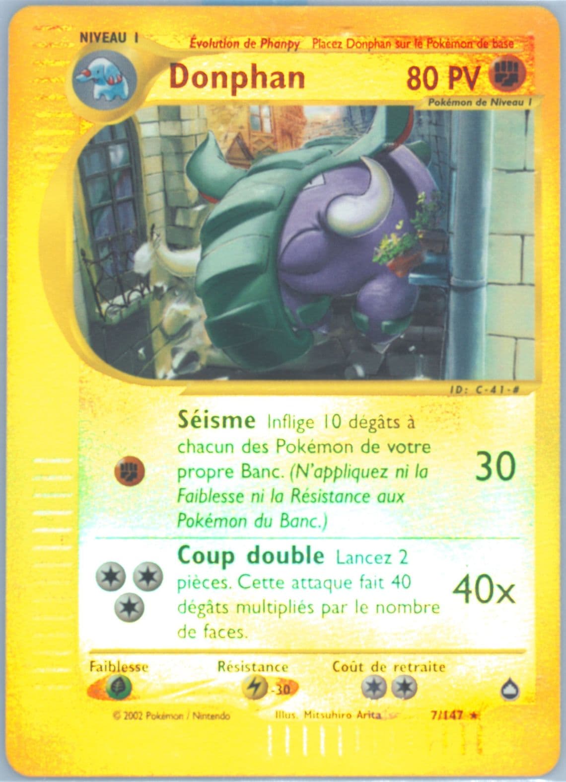 Donphan-Reverse Foil French (7) 2003 Pokemon Aquapolis