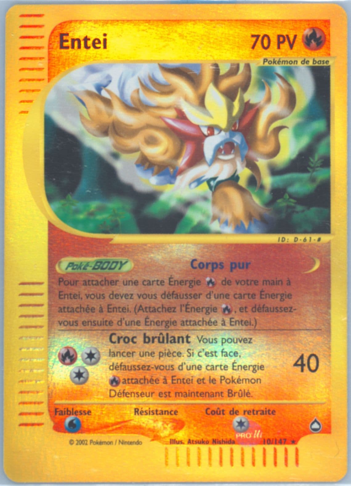 Entei-Reverse Foil French (10) 2003 Pokemon Aquapolis