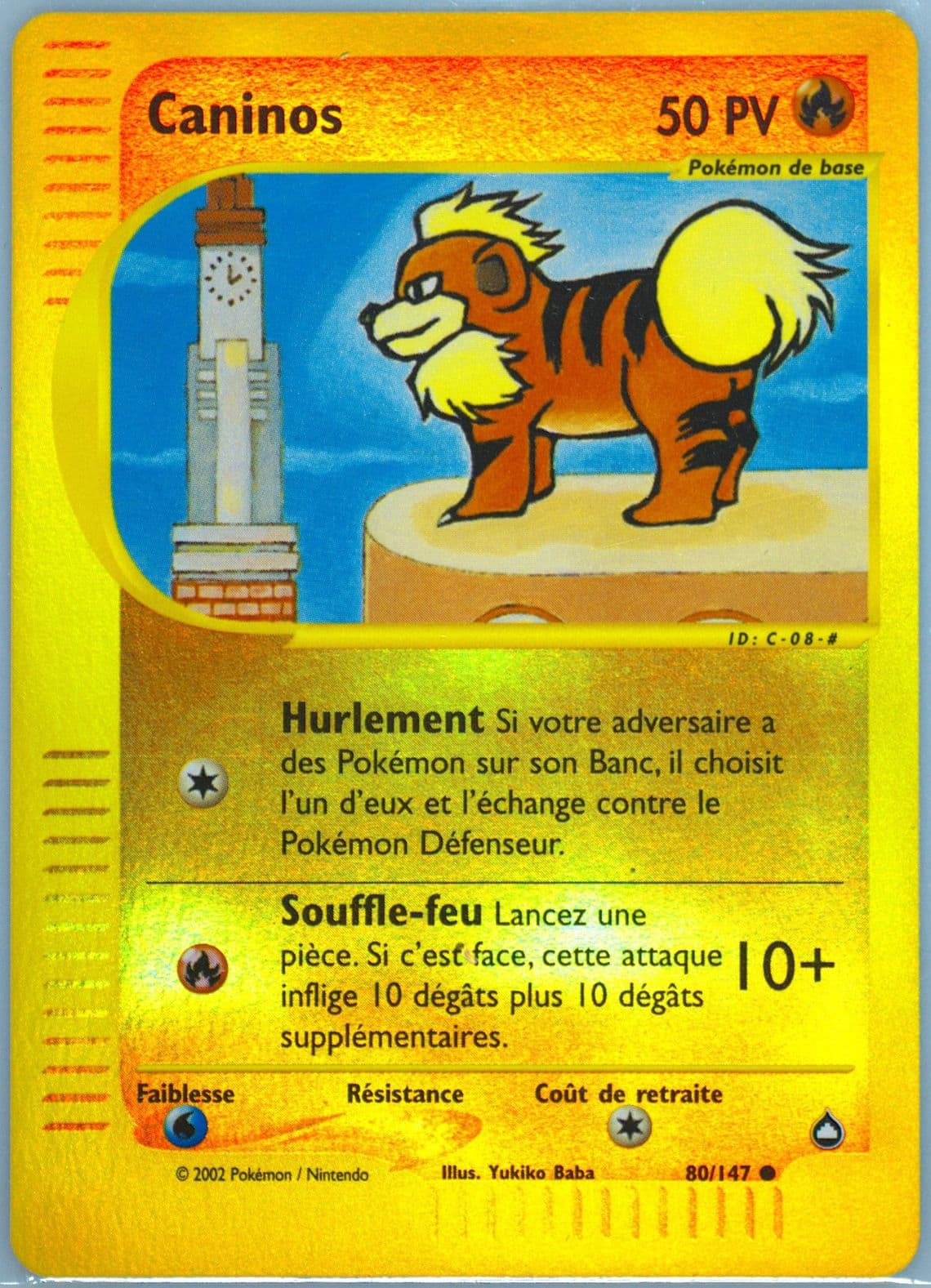 Caninos-Reverse Foil French (80) 2003 Pokemon Aquapolis