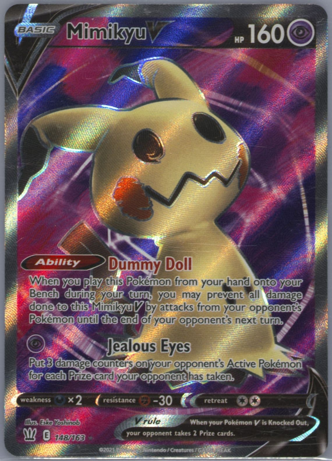 Full Art/Mimikyu V (148) 2021 Pokemon Sword & Shield Battle Styles