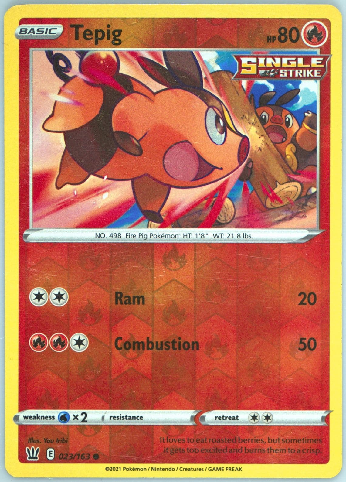 Tepig-Reverse Foil (023) 2021 Pokemon Sword & Shield Battle Styles