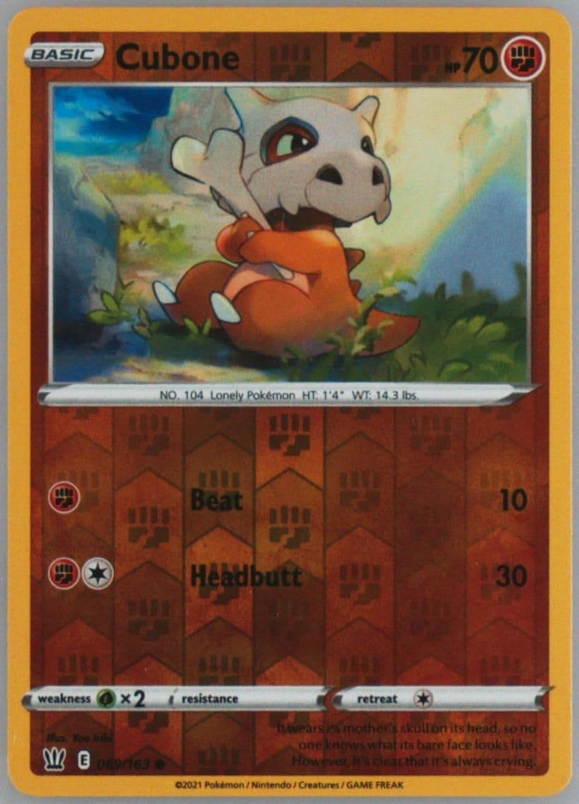Cubone-Reverse Foil (069) 2021 Pokemon Sword & Shield Battle Styles