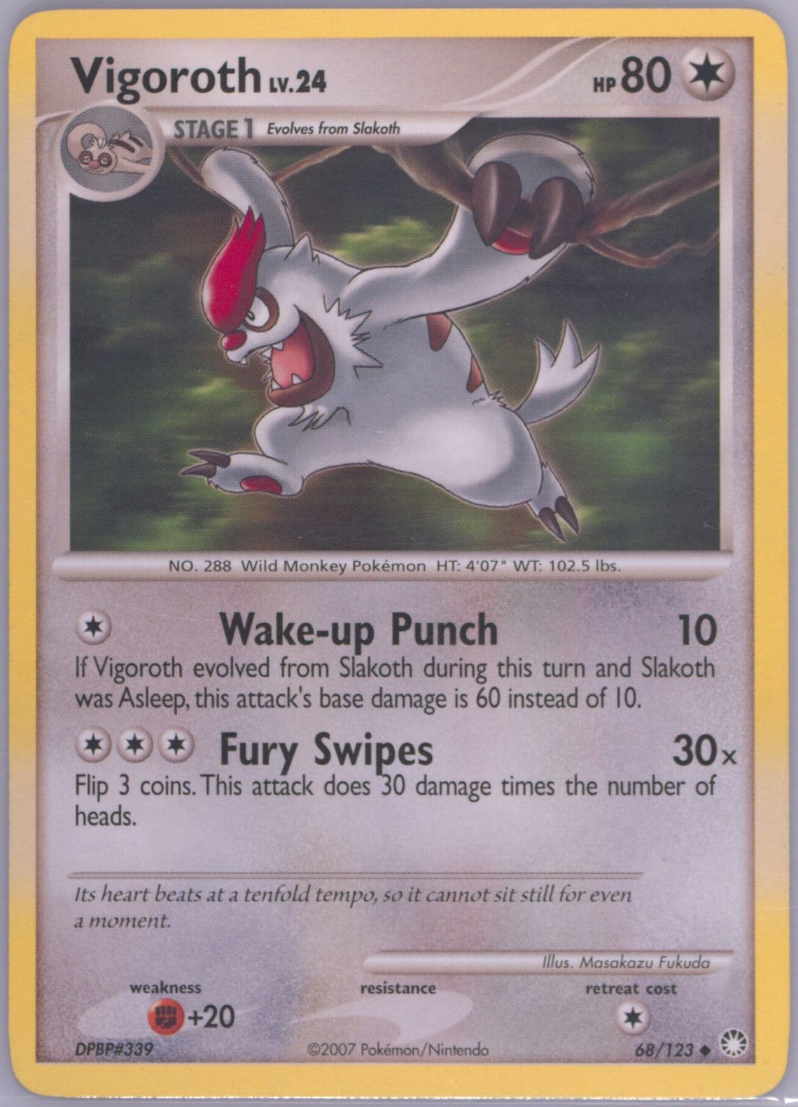 Vigoroth (68) 2007 Pokemon Diamond & Pearl Mysterious Treasures