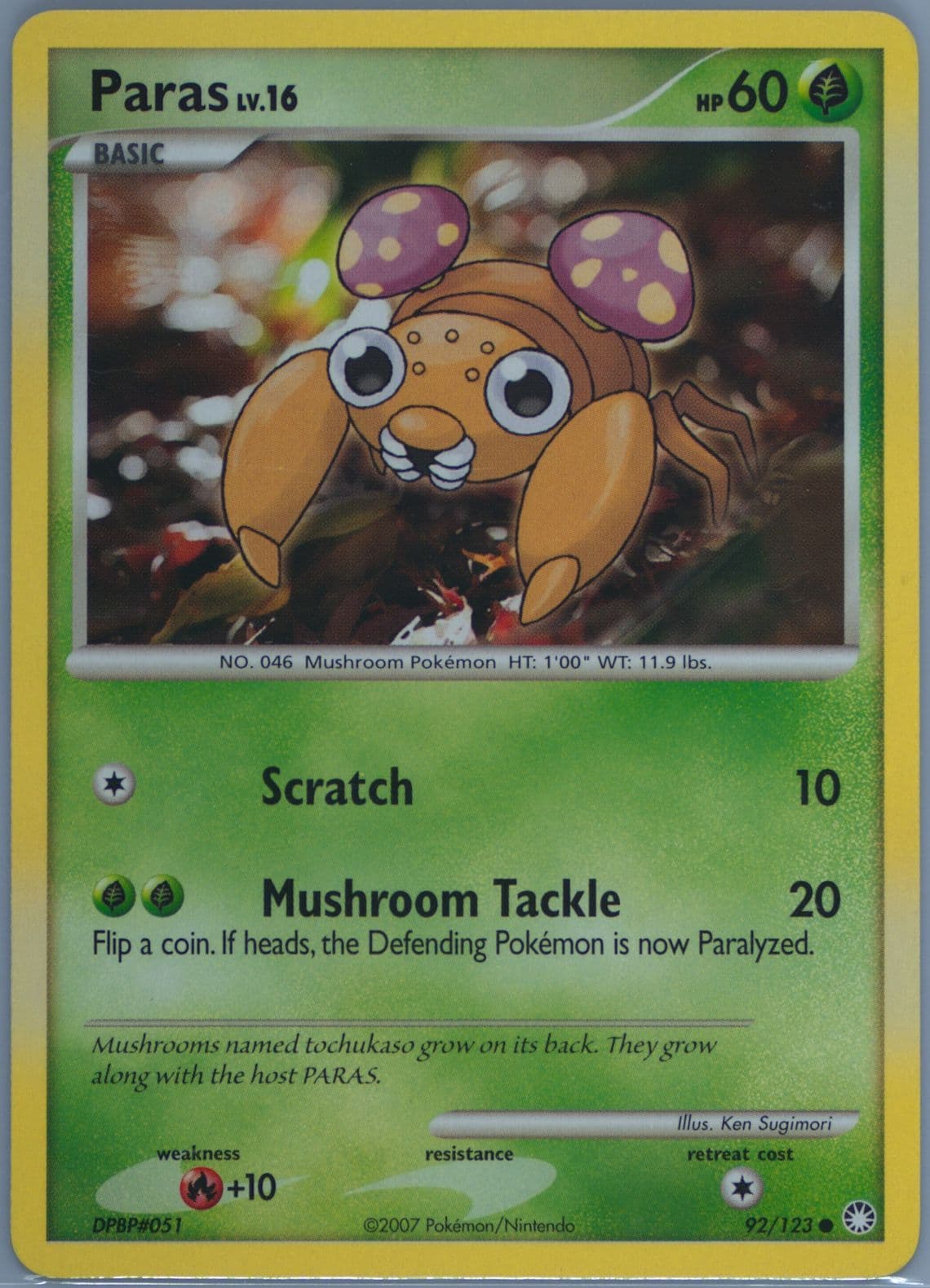 Paras (92) 2007 Pokemon Diamond & Pearl Mysterious Treasures