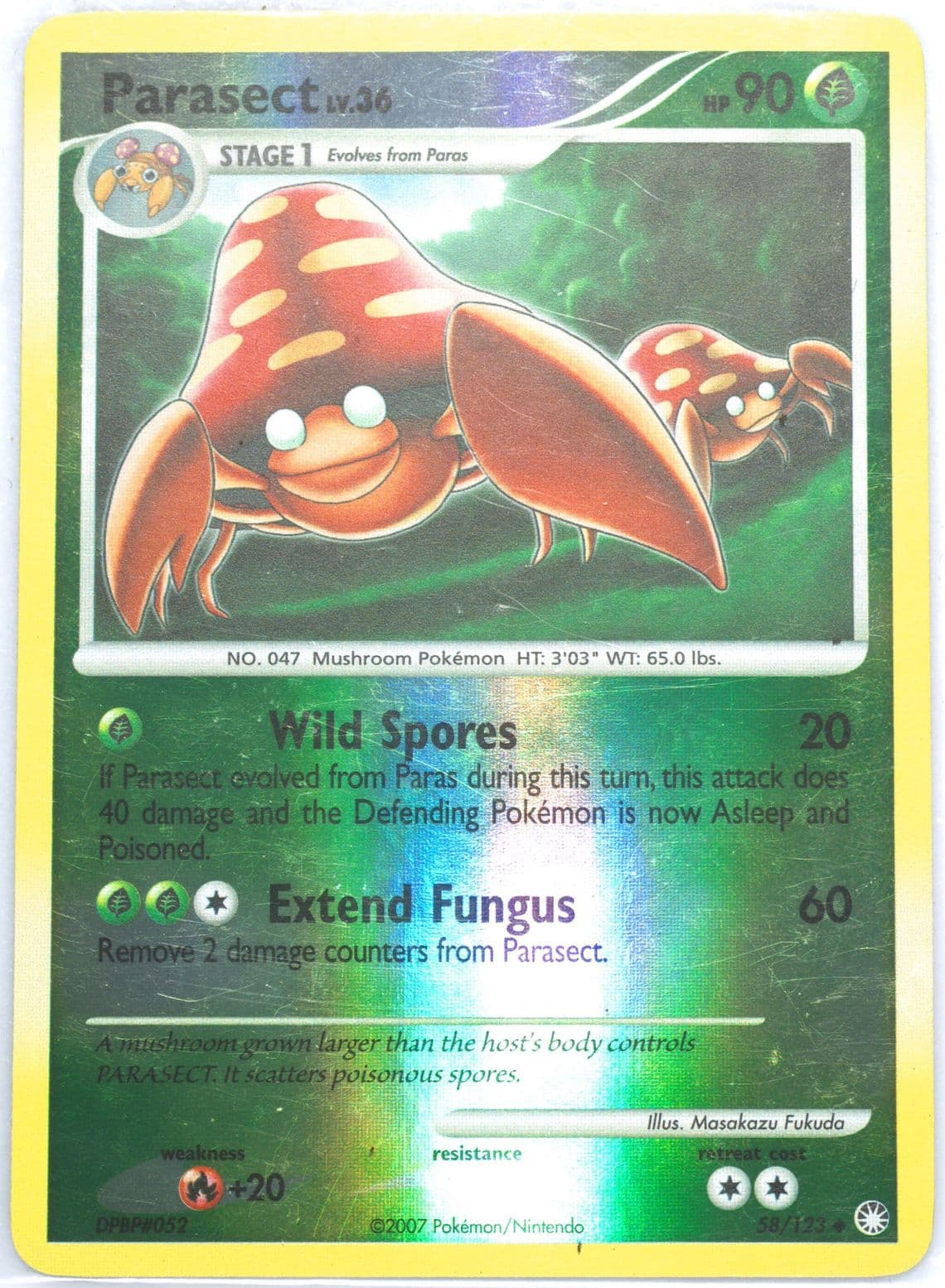 Parasect-Reverse Foil (58) 2007 Pokemon Diamond & Pearl Mysterious Treasures