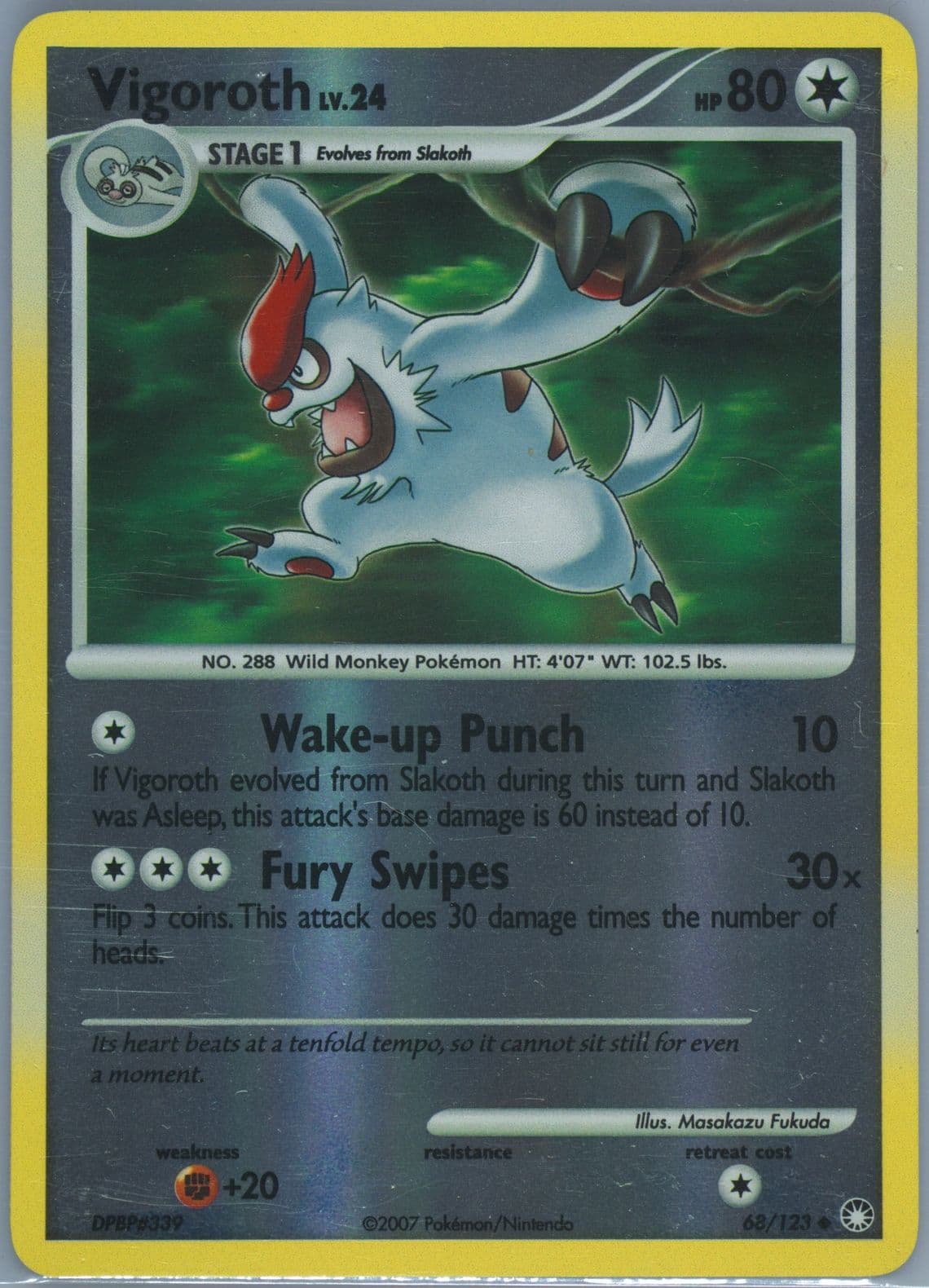 Vigoroth-Reverse Foil (68) 2007 Pokemon Diamond & Pearl Mysterious Treasures