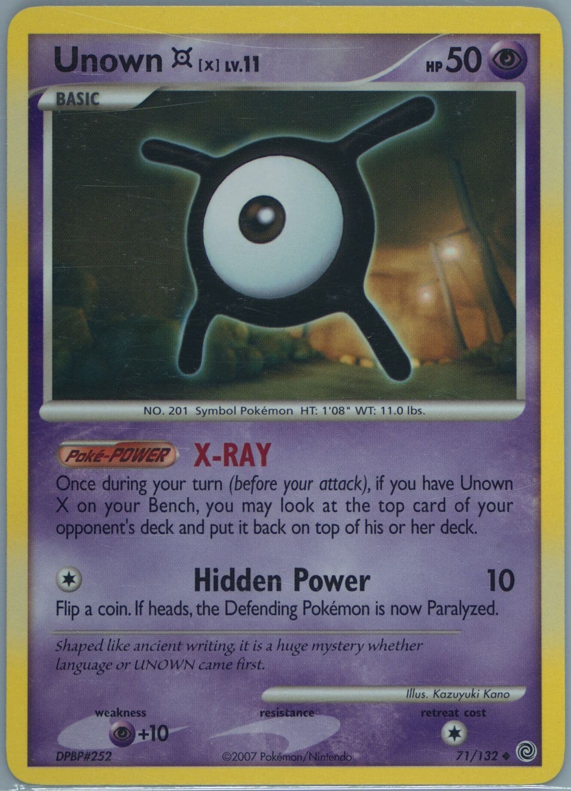 Unown X (71) 2007 Pokemon Diamond & Pearl Secret Wonders