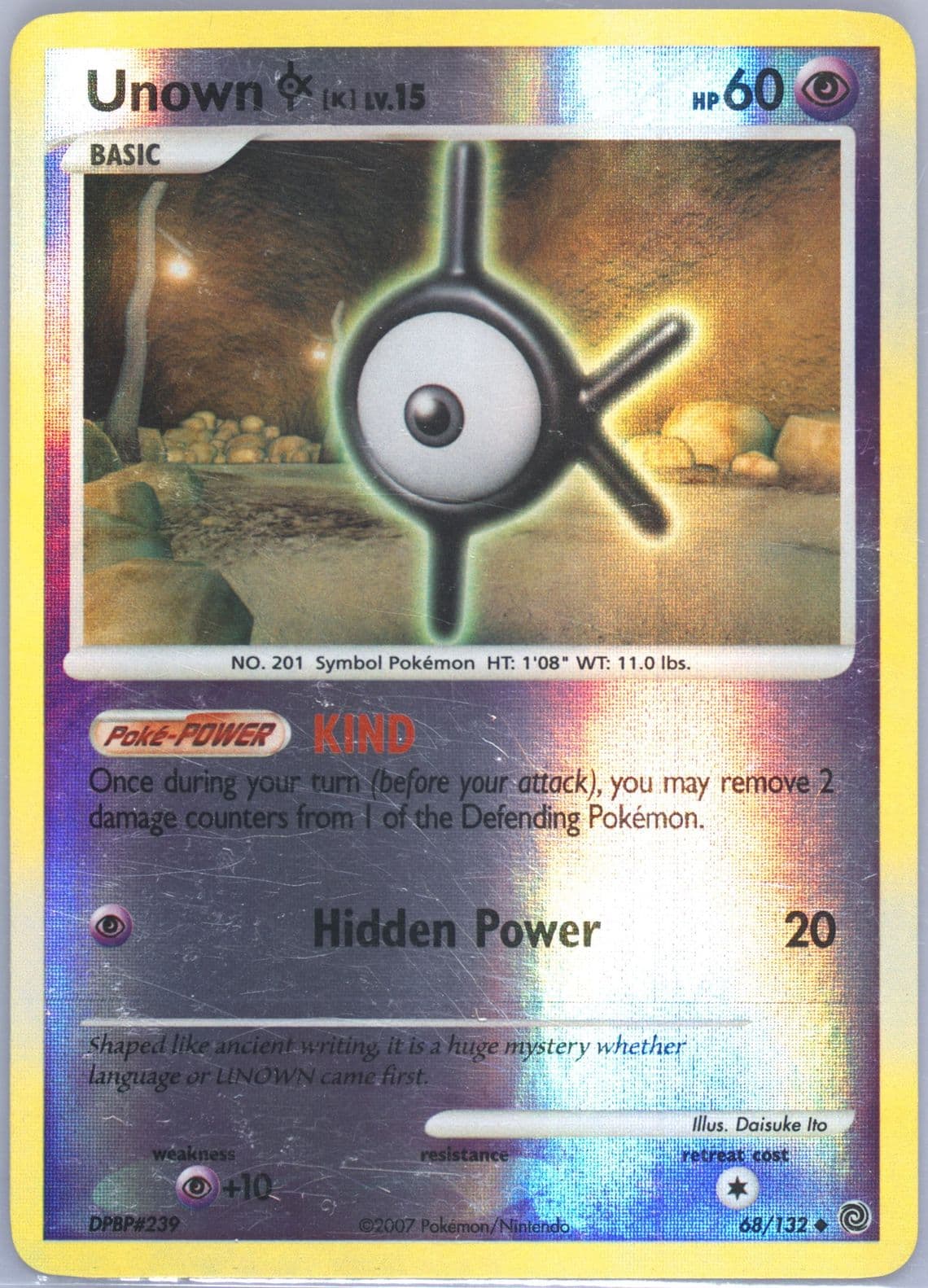 Unown K-Reverse Foil (68) 2007 Pokemon Diamond & Pearl Secret Wonders